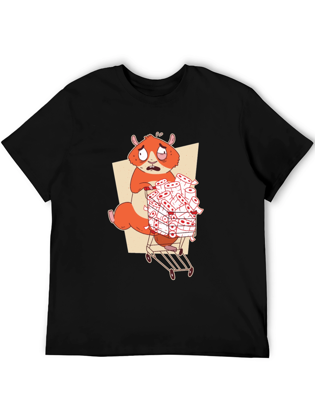 Hamster Toilet Paper Hoarder Black T-Shirt