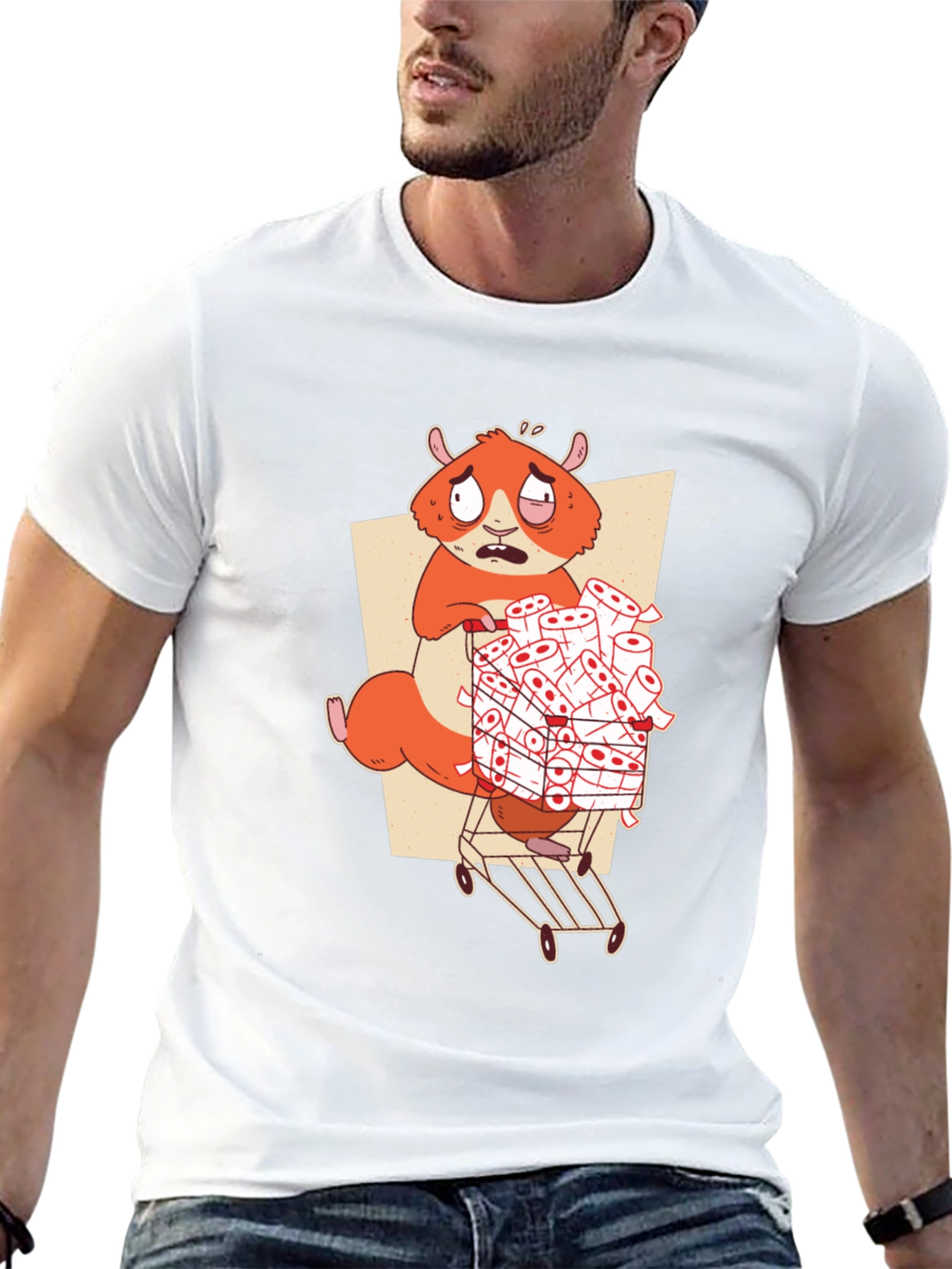 Hamster Toilet Paper Hoarder Black T-Shirt
