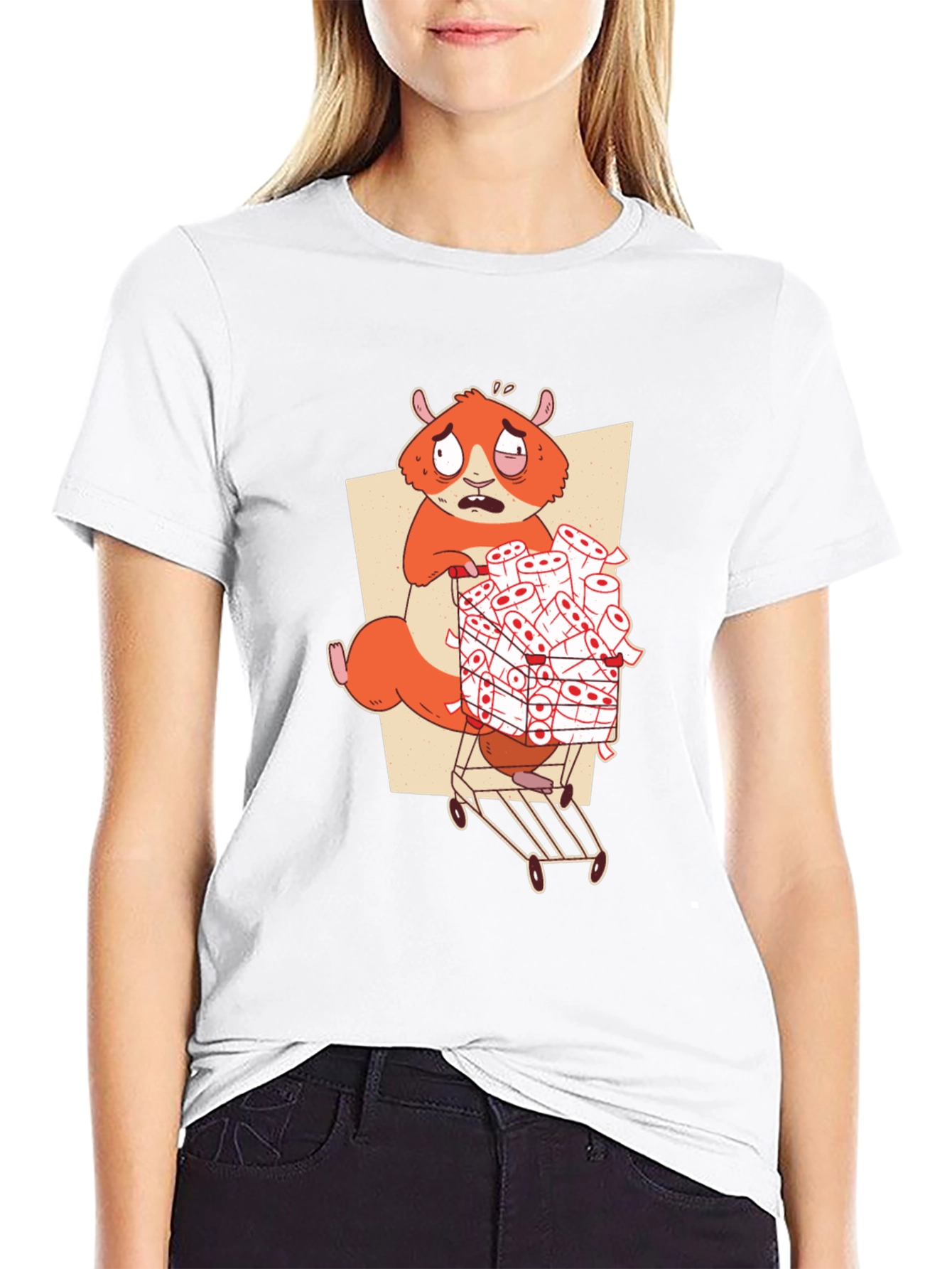 Hamster Toilet Paper Hoarder Black T-Shirt