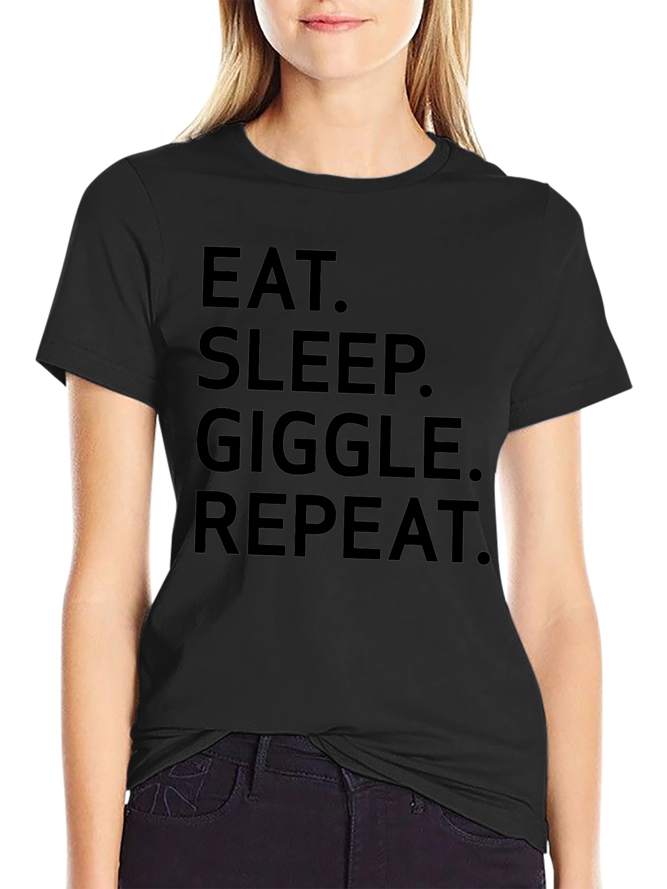 Eat Sleep Giggle Repeat Graphic T-Shirt