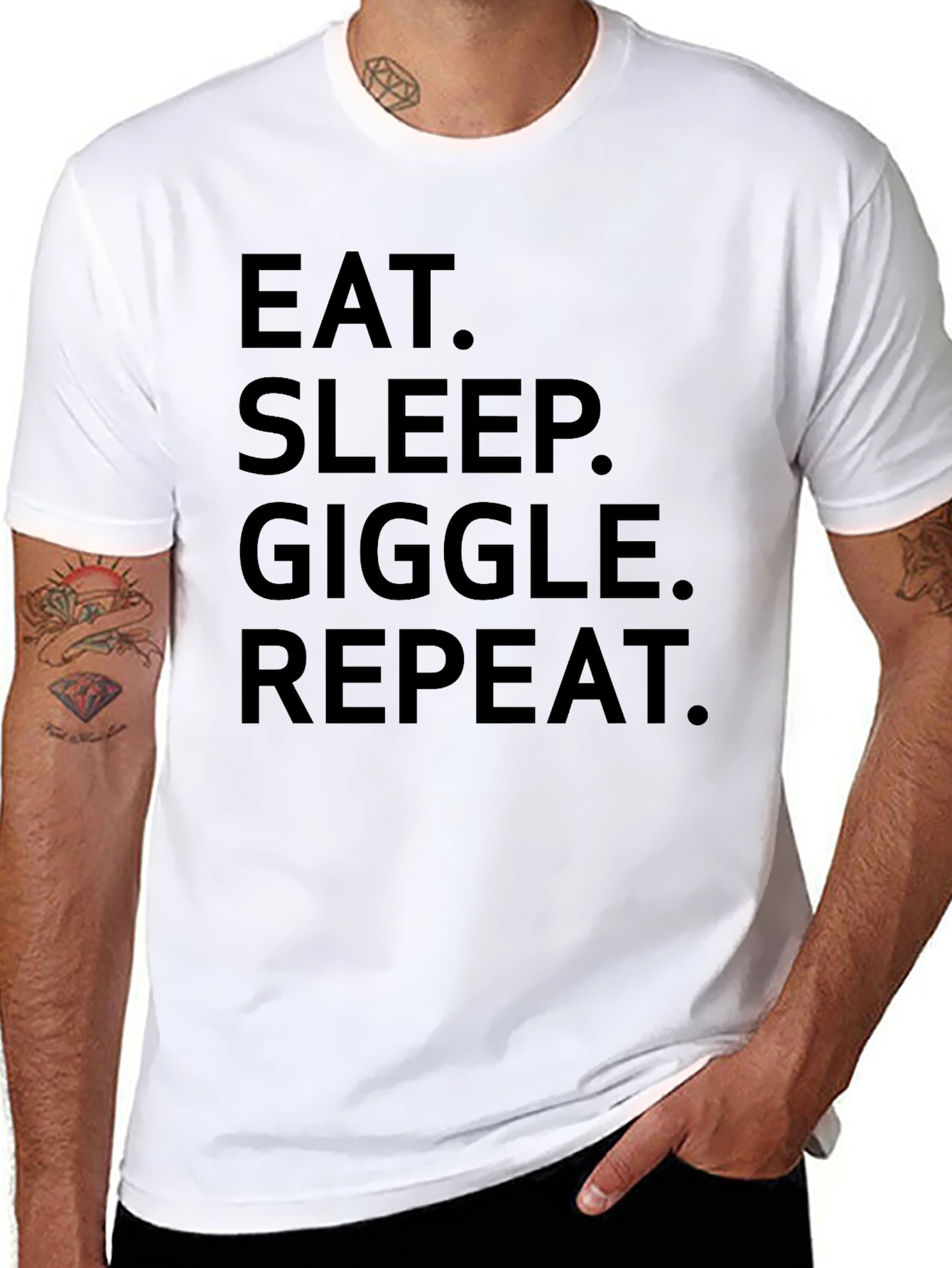Eat Sleep Giggle Repeat Graphic T-Shirt