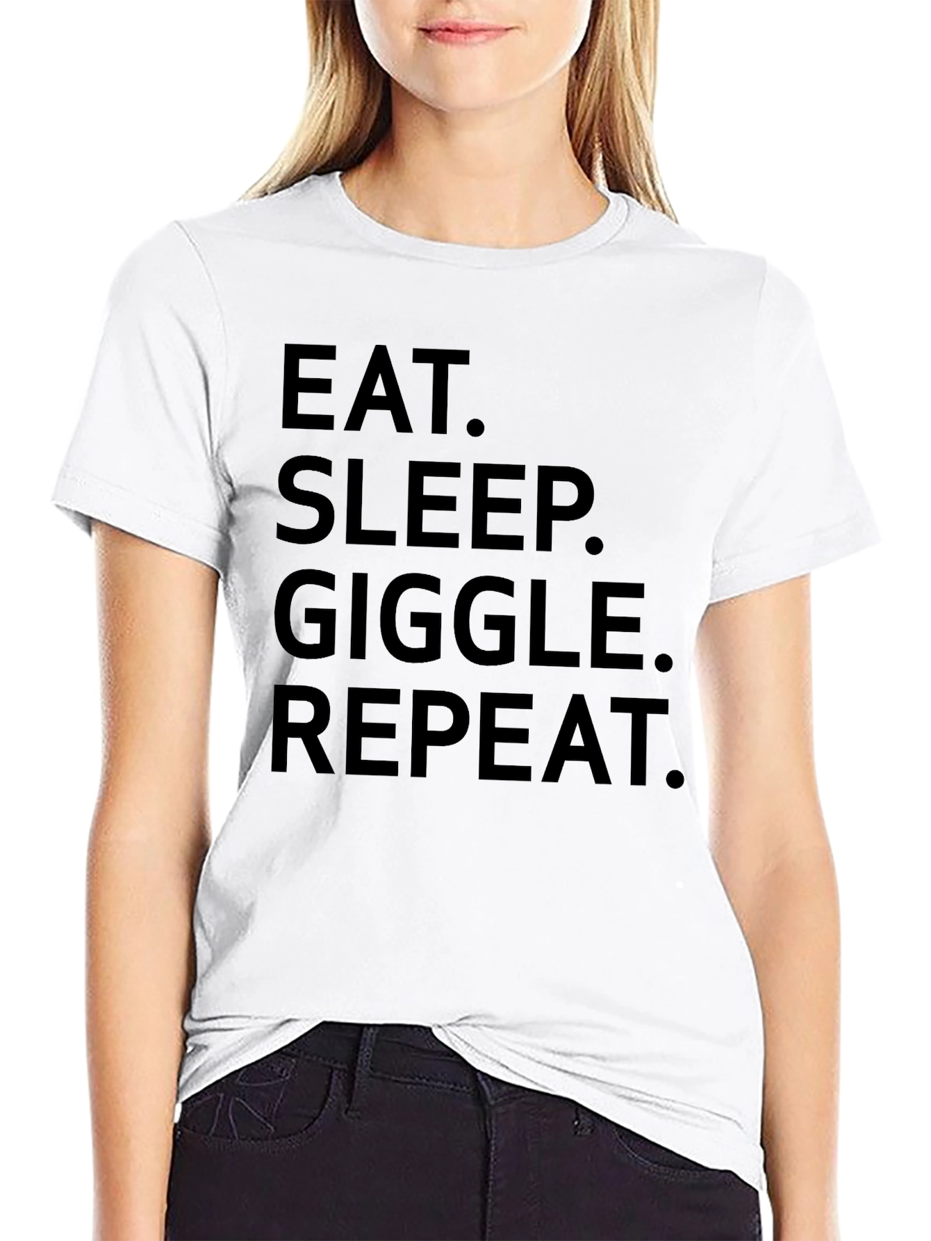Eat Sleep Giggle Repeat Graphic T-Shirt