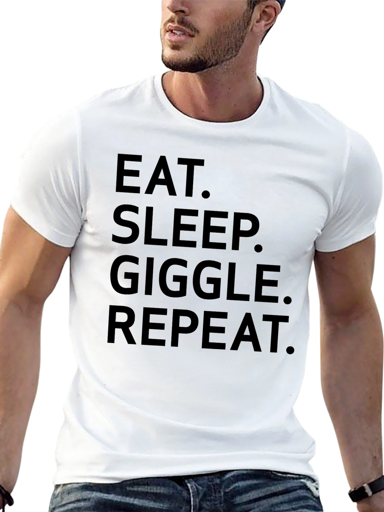 Eat Sleep Giggle Repeat Graphic T-Shirt