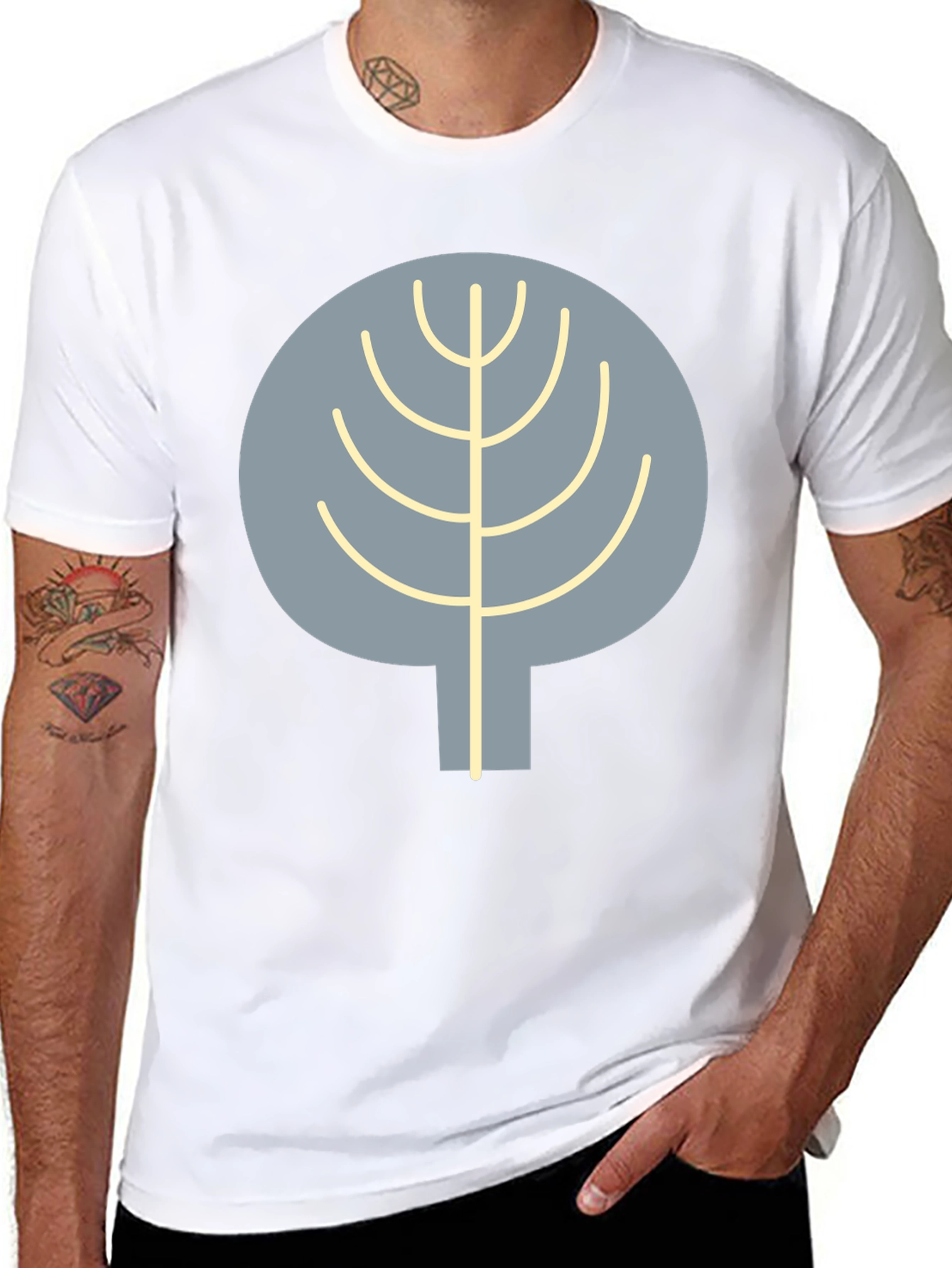 Abstract Tree Graphic Tee - Casual Black T-Shirt