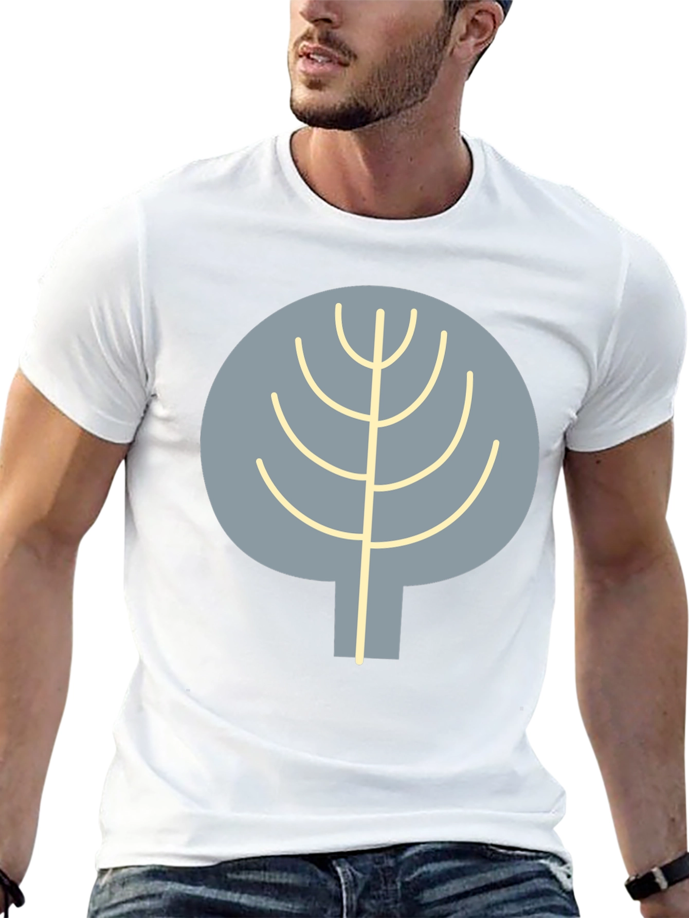 Abstract Tree Graphic Tee - Casual Black T-Shirt