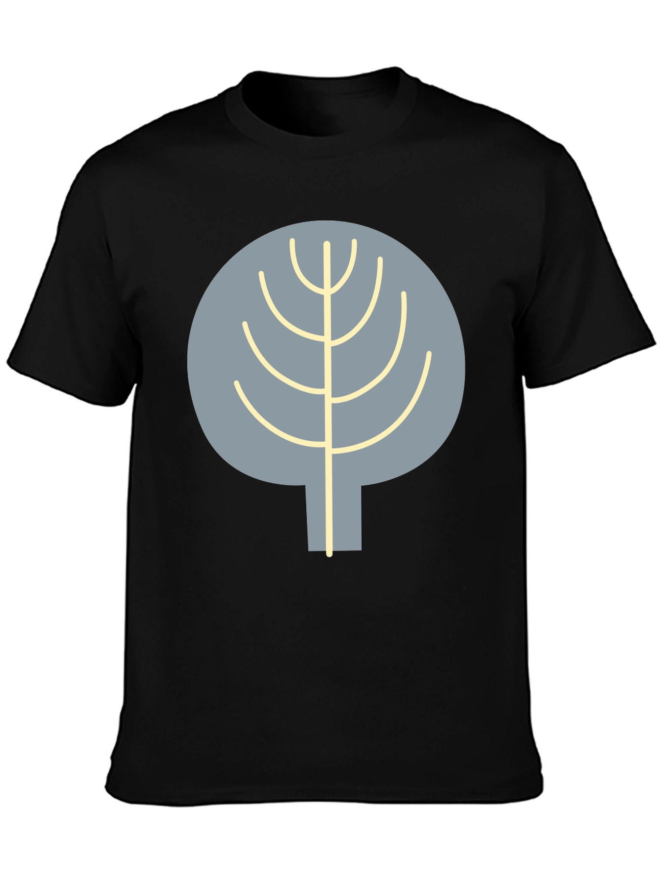 Abstract Tree Graphic Tee - Casual Black T-Shirt