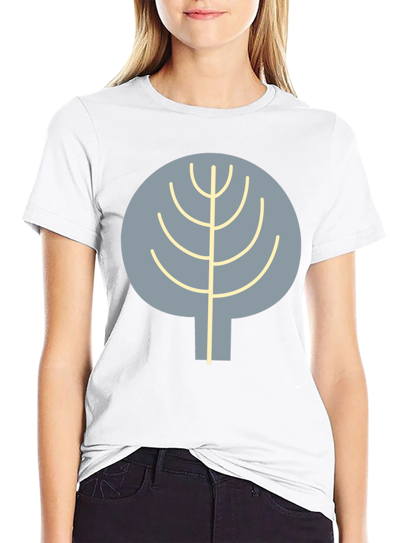 Abstract Tree Graphic Tee - Casual Black T-Shirt