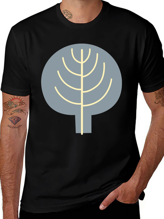 Abstract Tree Graphic Tee - Casual Black T-Shirt