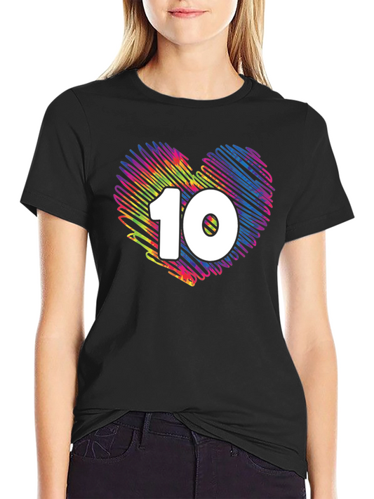 Colorful 10th Birthday Heart T-Shirt
