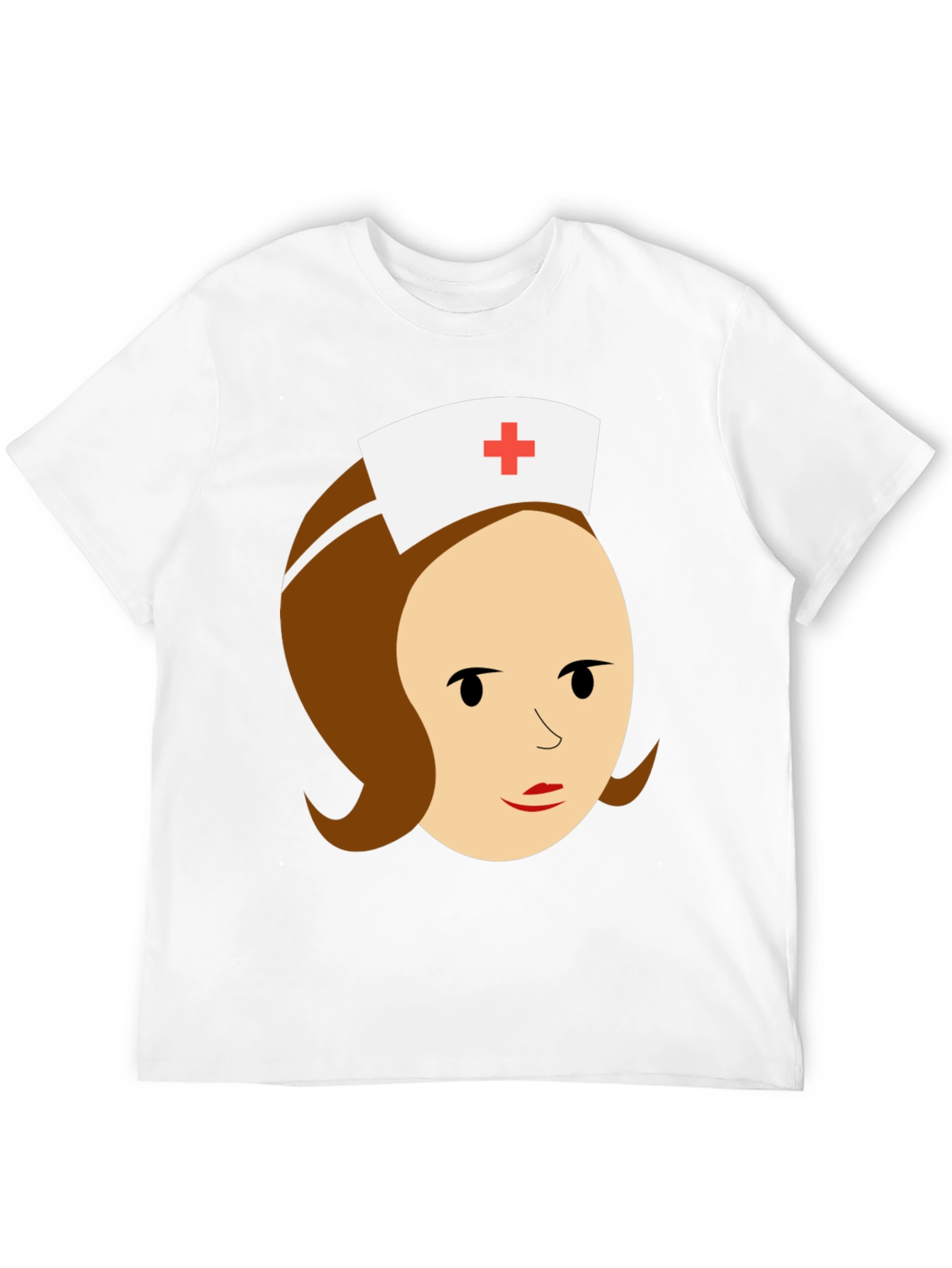 Cartoon Nurse Graphic Tee - Black Cotton T-Shirt