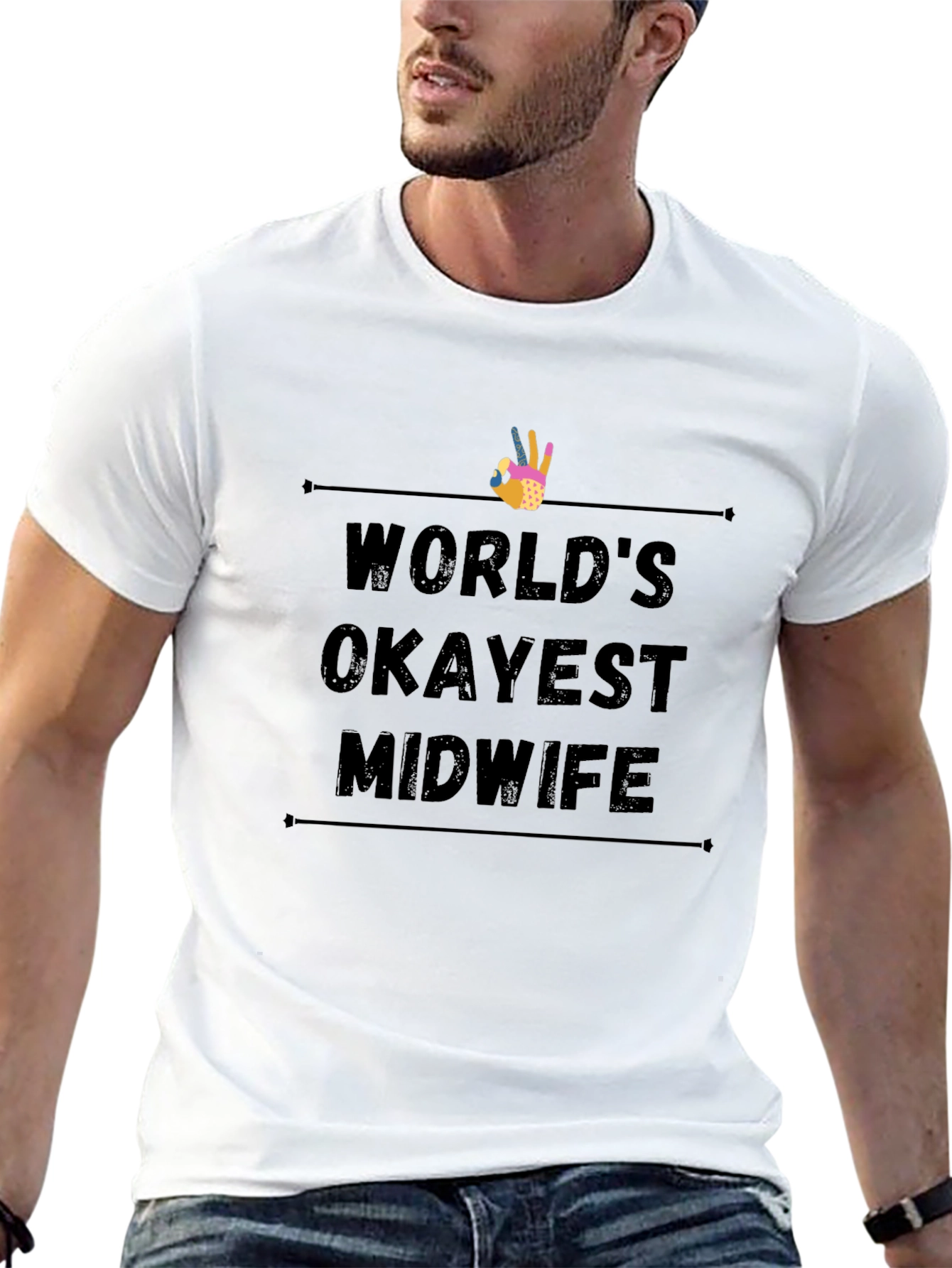 Worlds Okayest Midwife Black T-Shirt