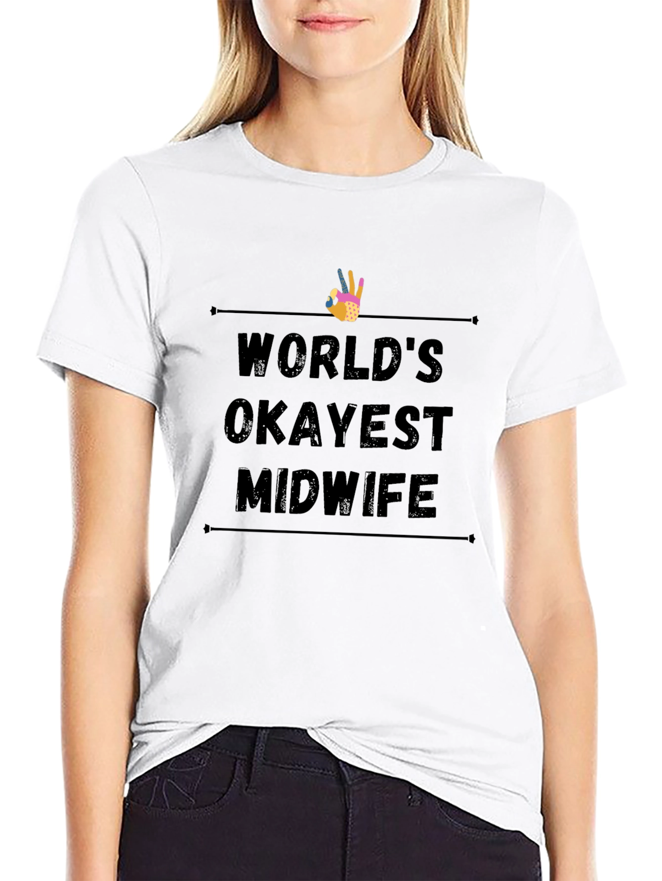 Worlds Okayest Midwife Black T-Shirt