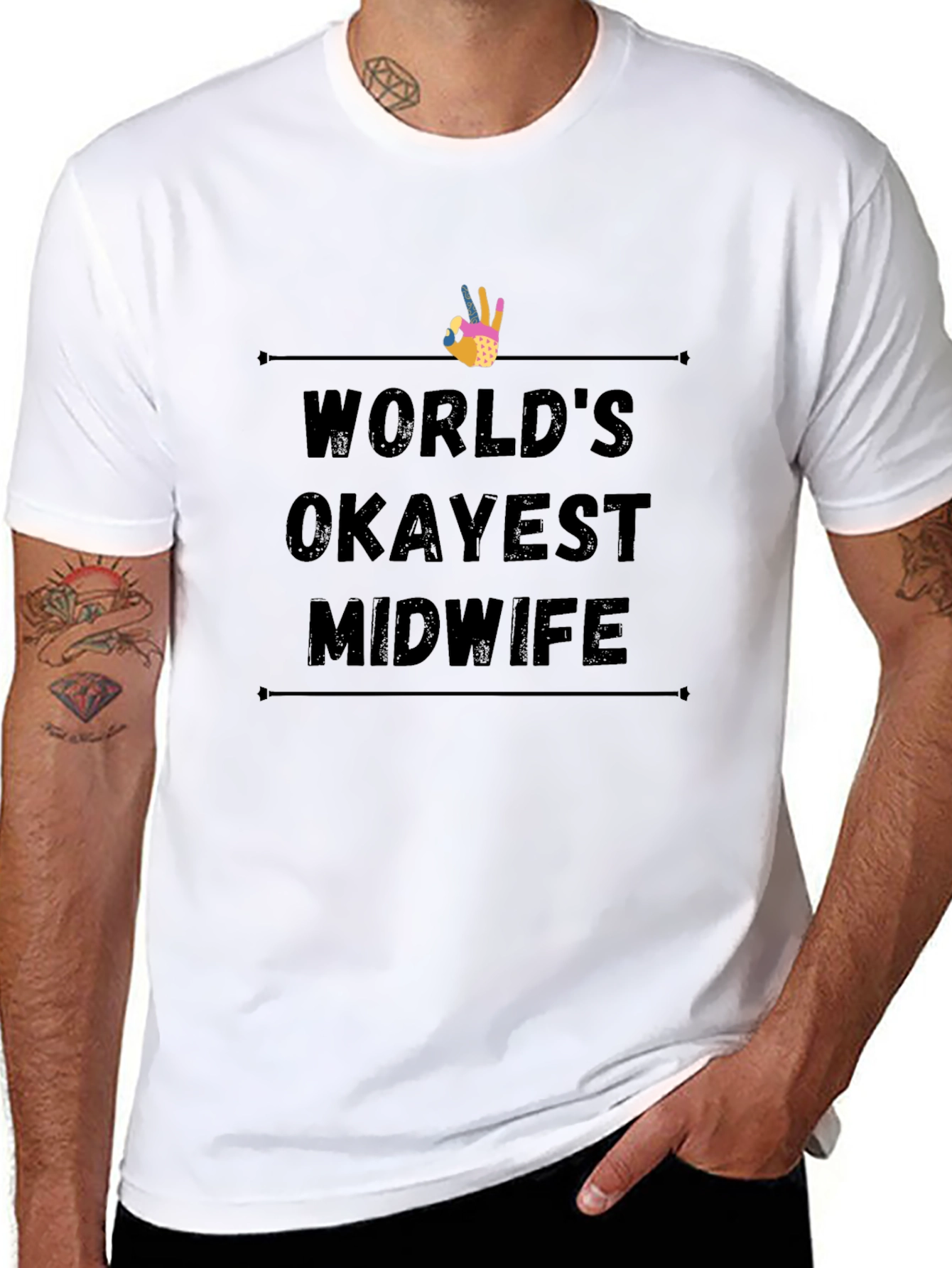 Worlds Okayest Midwife Black T-Shirt