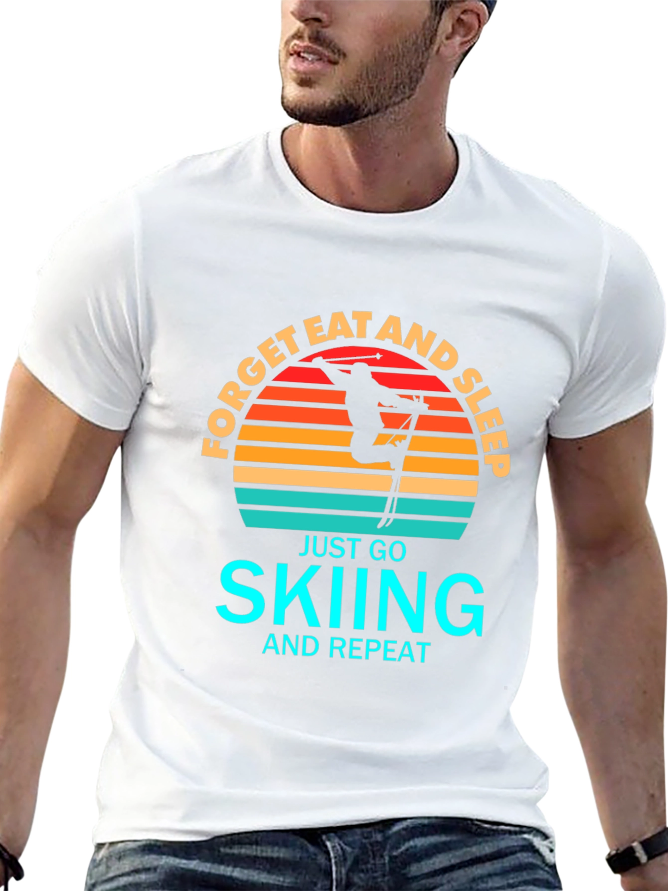 Forget Eat and Sleep Skiing Black T-Shirt
