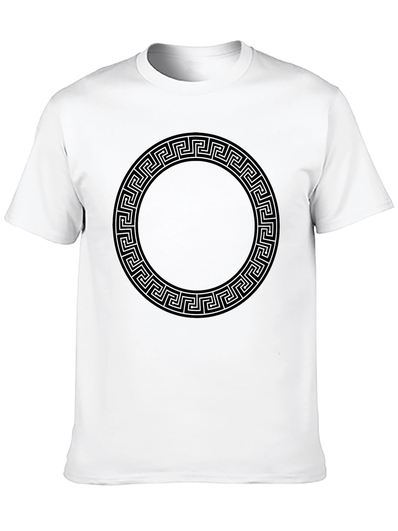 Black T-Shirt with Greek Key Circle Design