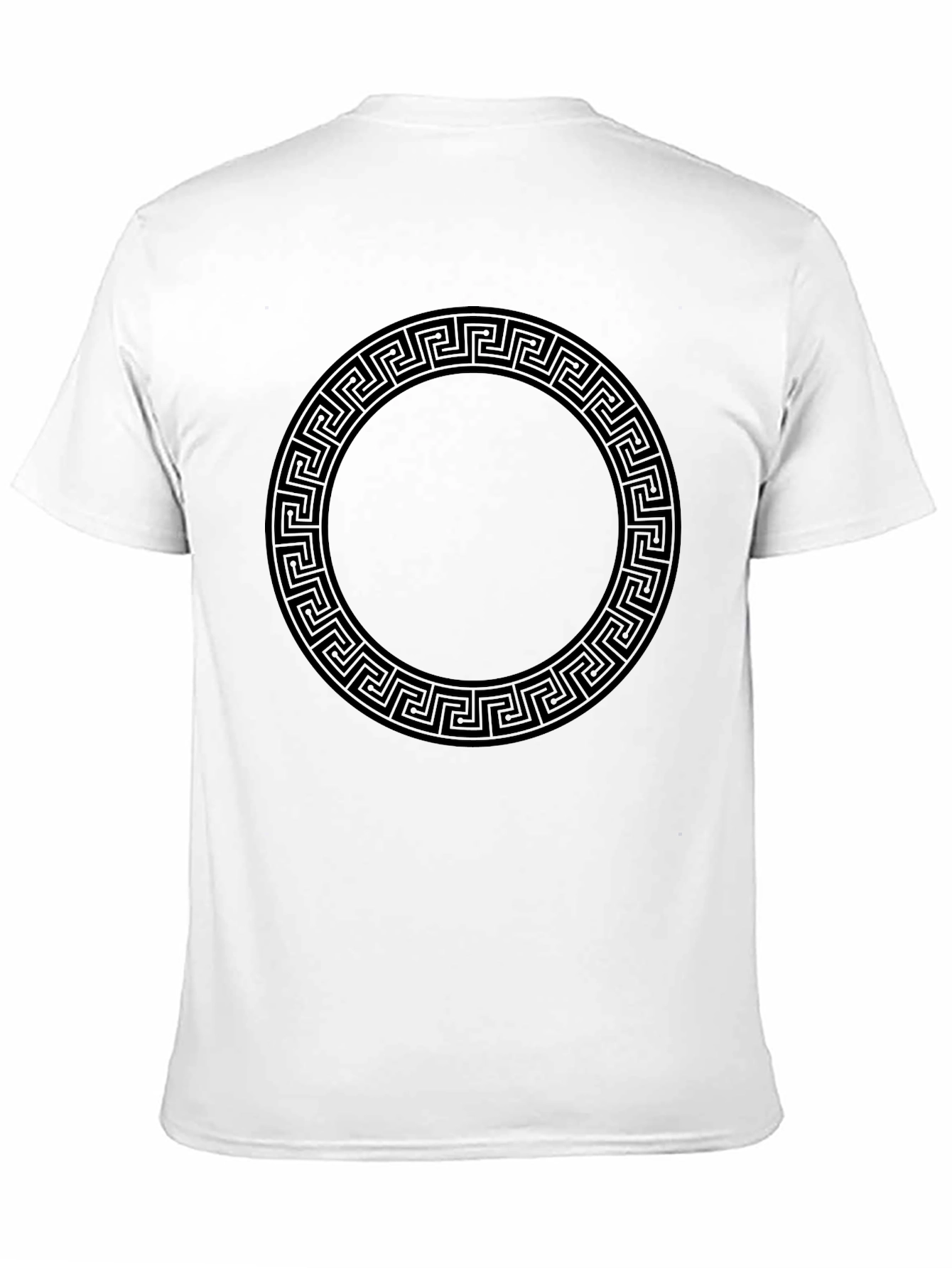 Black T-Shirt with Greek Key Circle Design