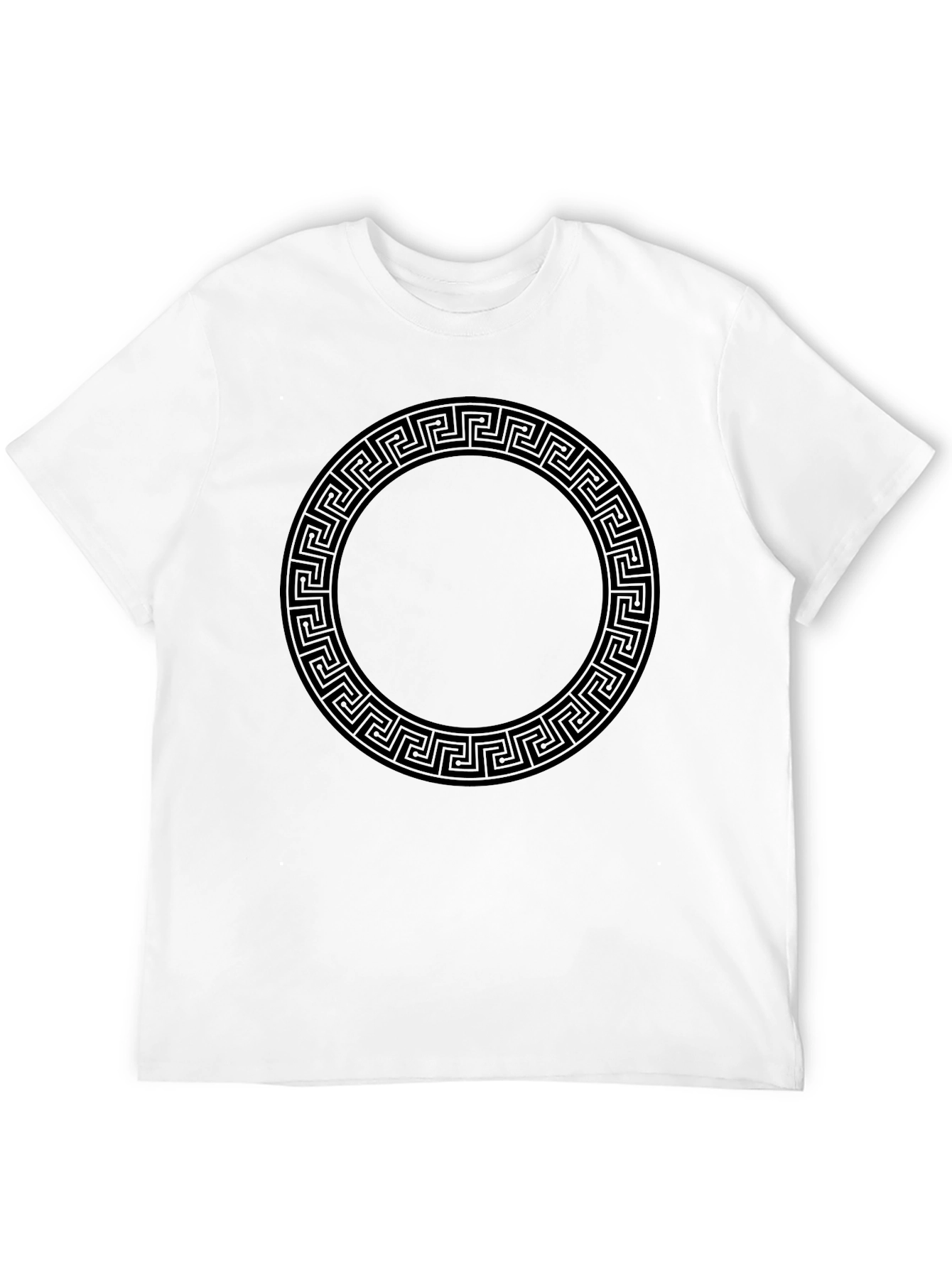 Black T-Shirt with Greek Key Circle Design