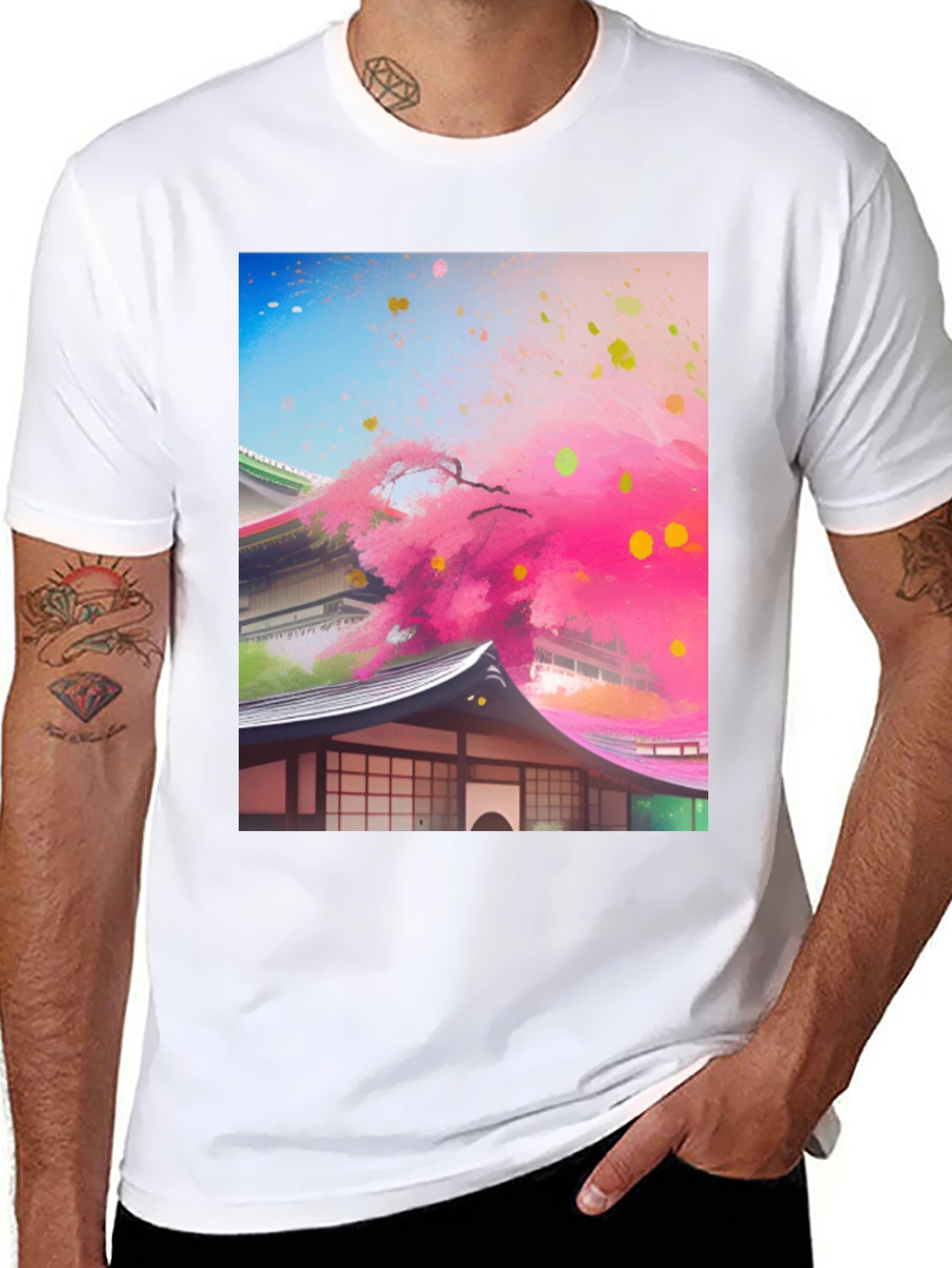 Japanese Blossom Tee - Artistic Design