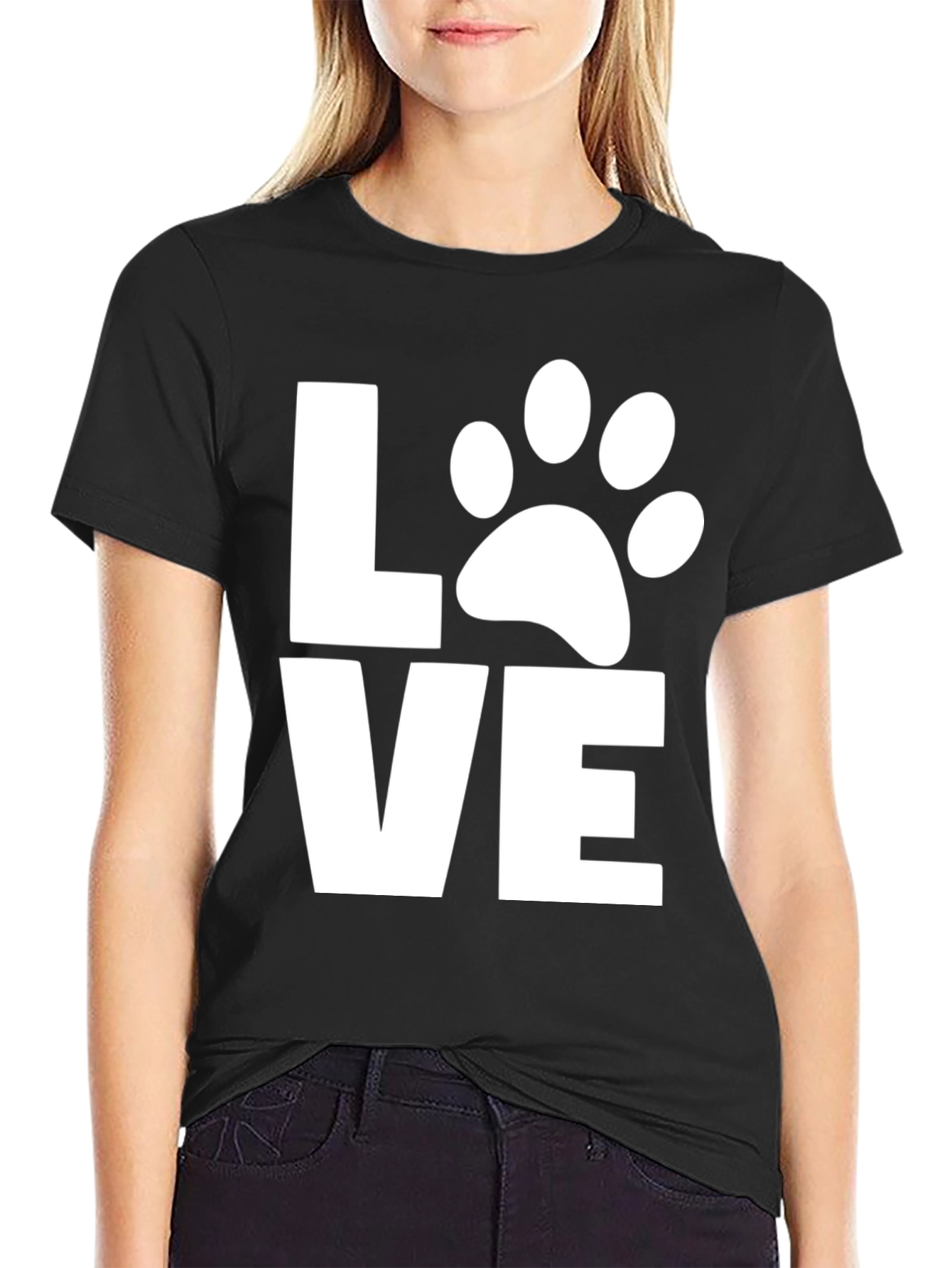 Love Dog Paw Print T-Shirt -  Unisex Black Tee