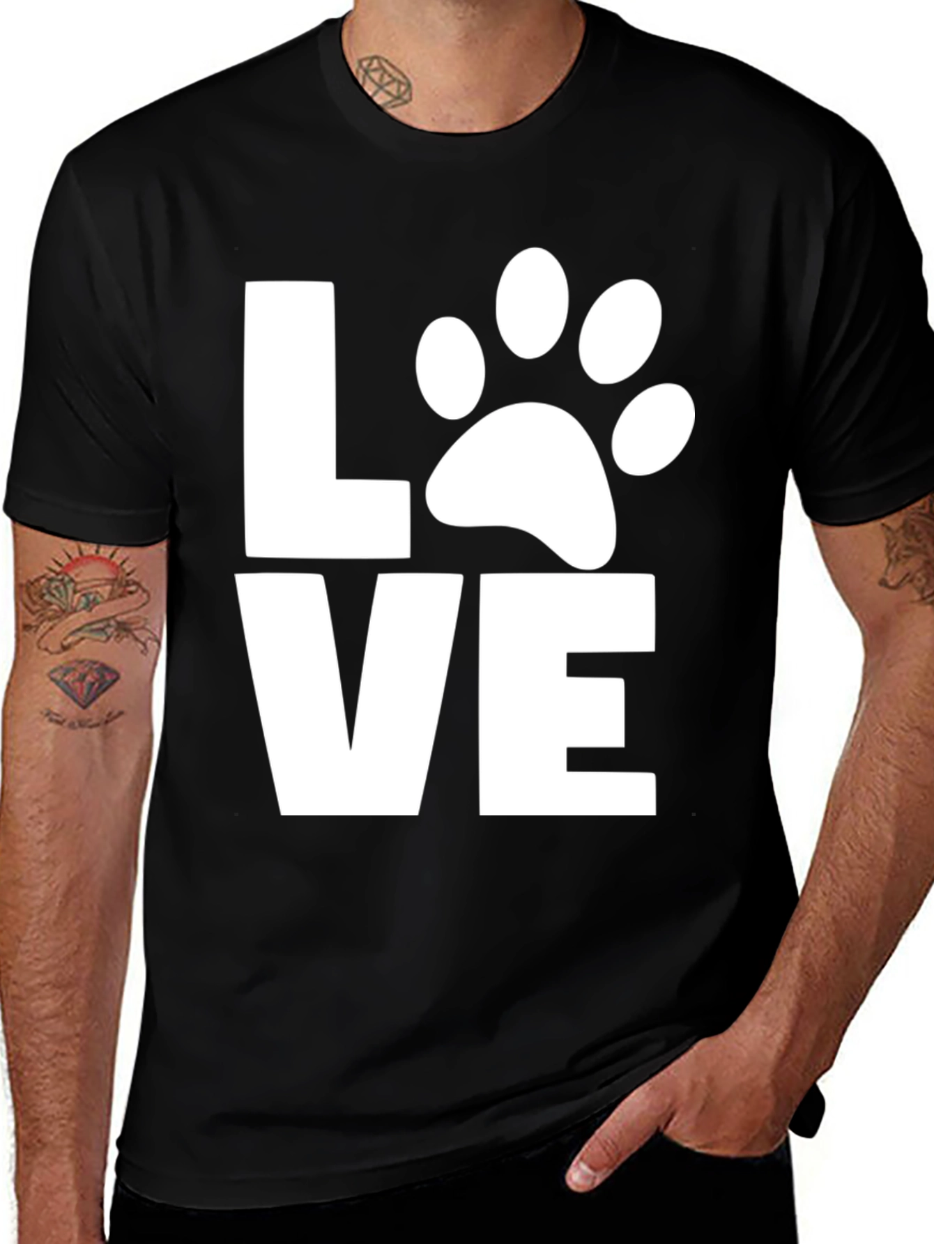 Love Dog Paw Print T-Shirt -  Unisex Black Tee