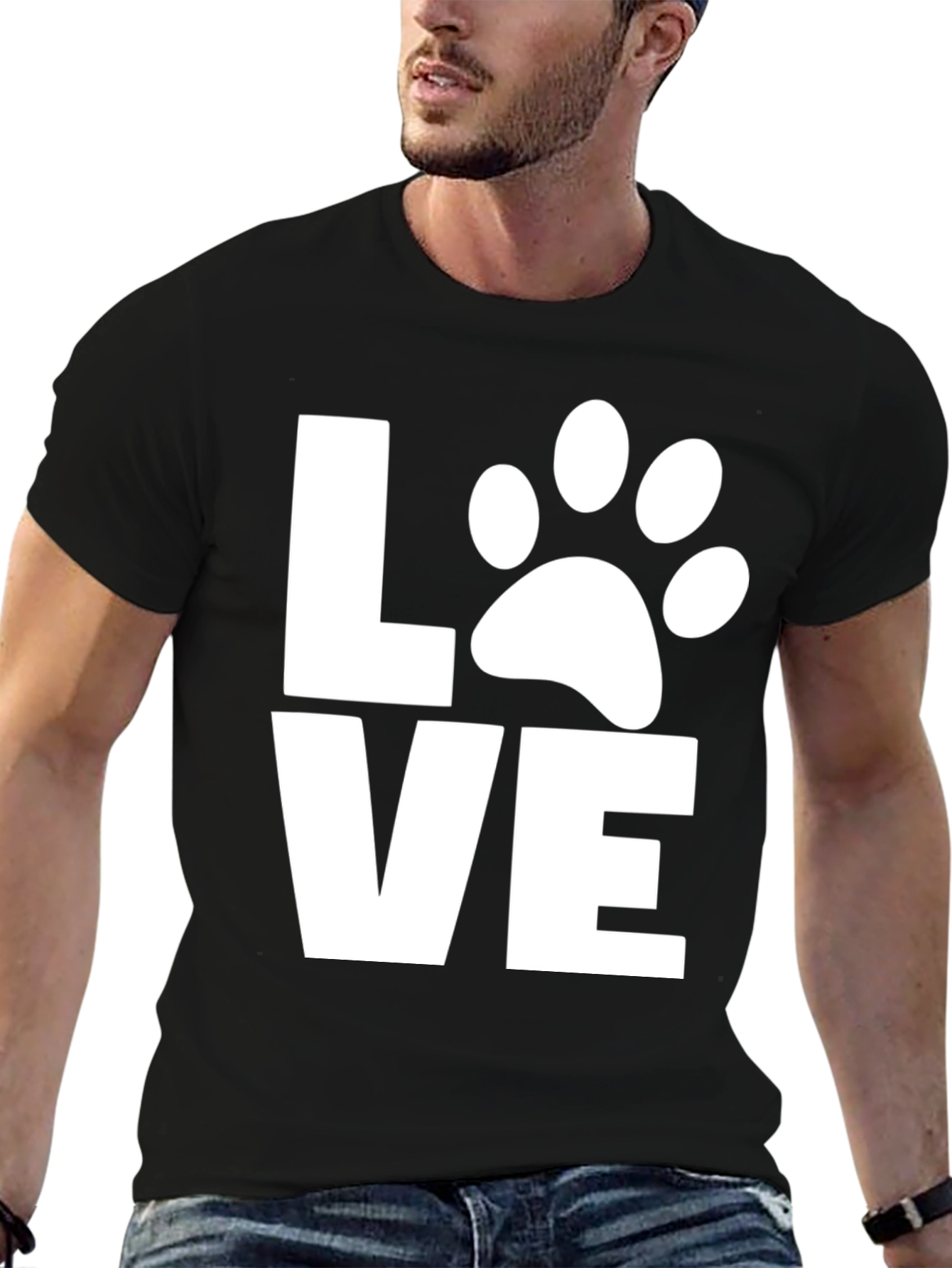 Love Dog Paw Print T-Shirt -  Unisex Black Tee