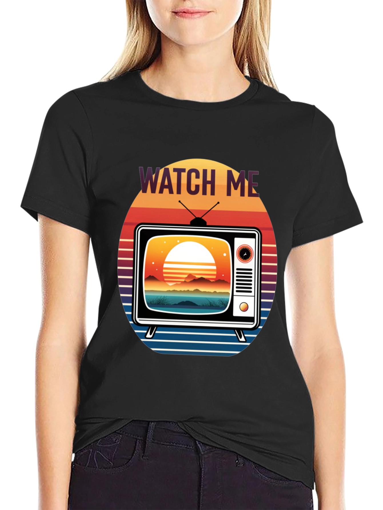 Retro TV Sunset Graphic Tee