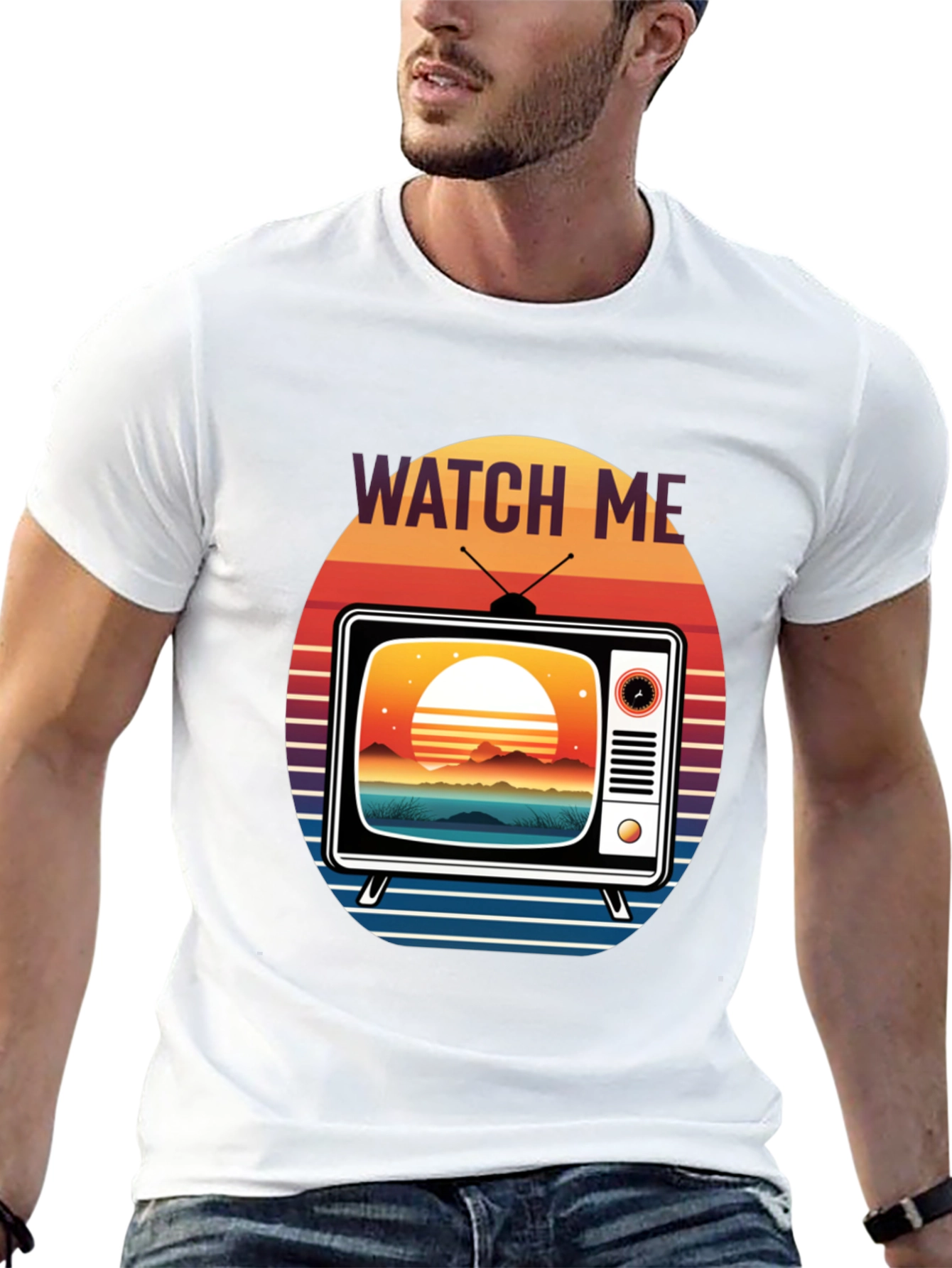 Retro TV Sunset Graphic Tee