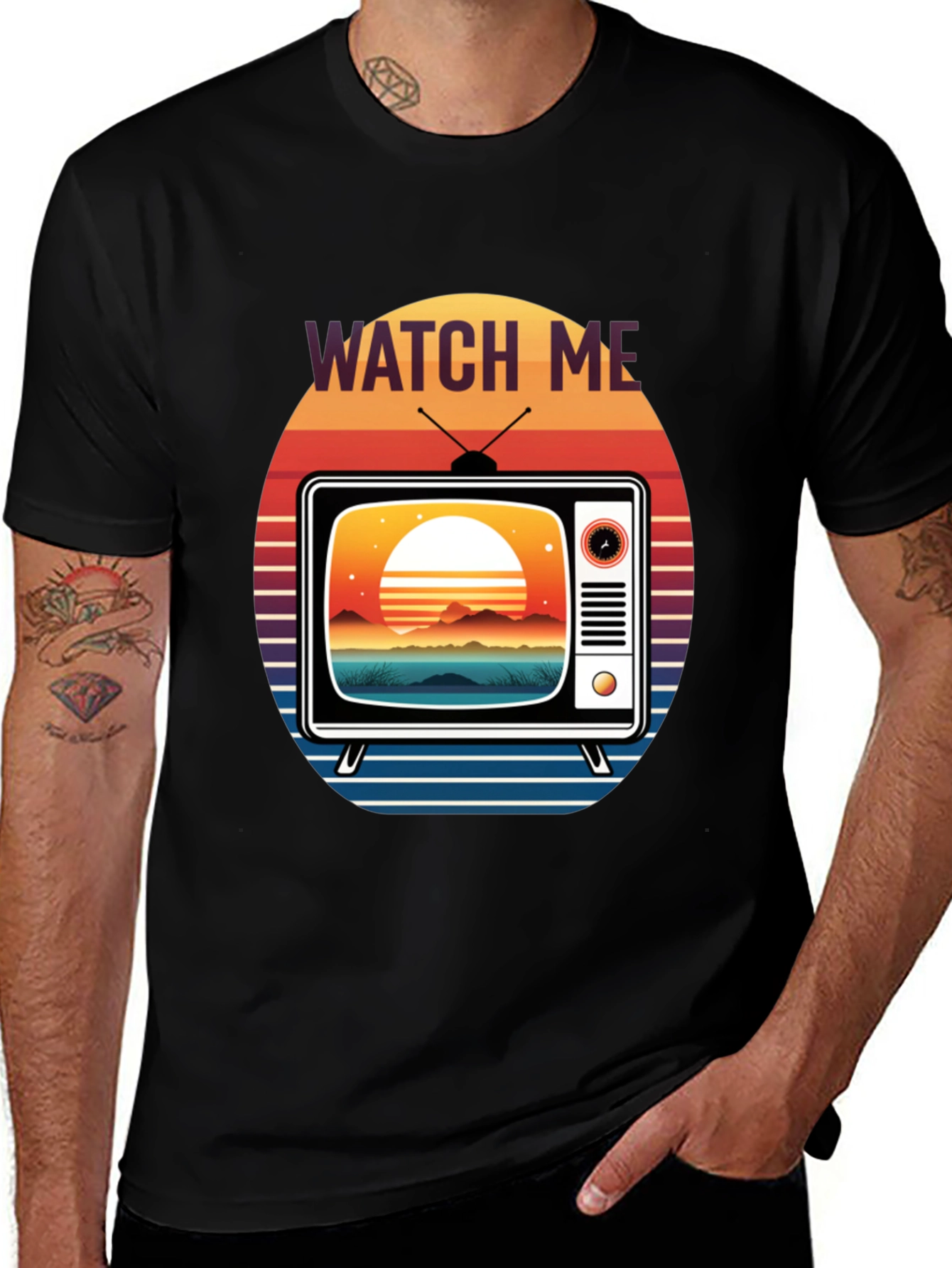 Retro TV Sunset Graphic Tee