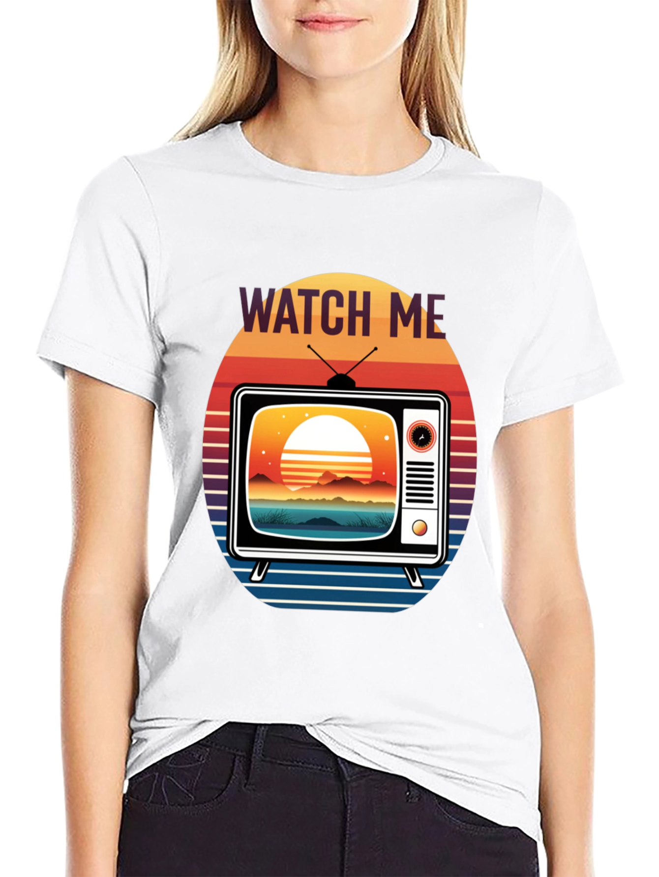 Retro TV Sunset Graphic Tee