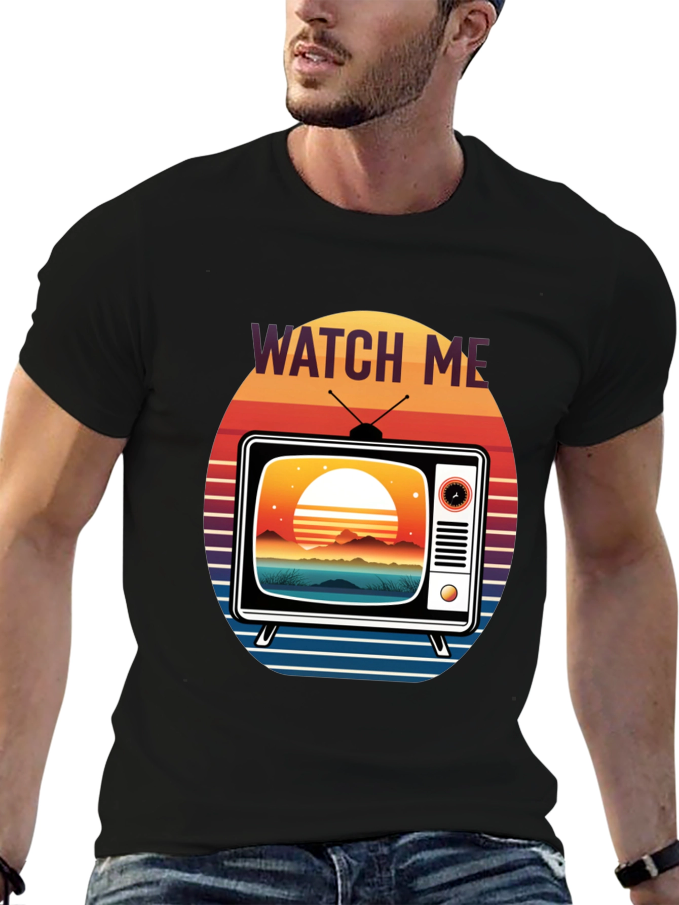Retro TV Sunset Graphic Tee
