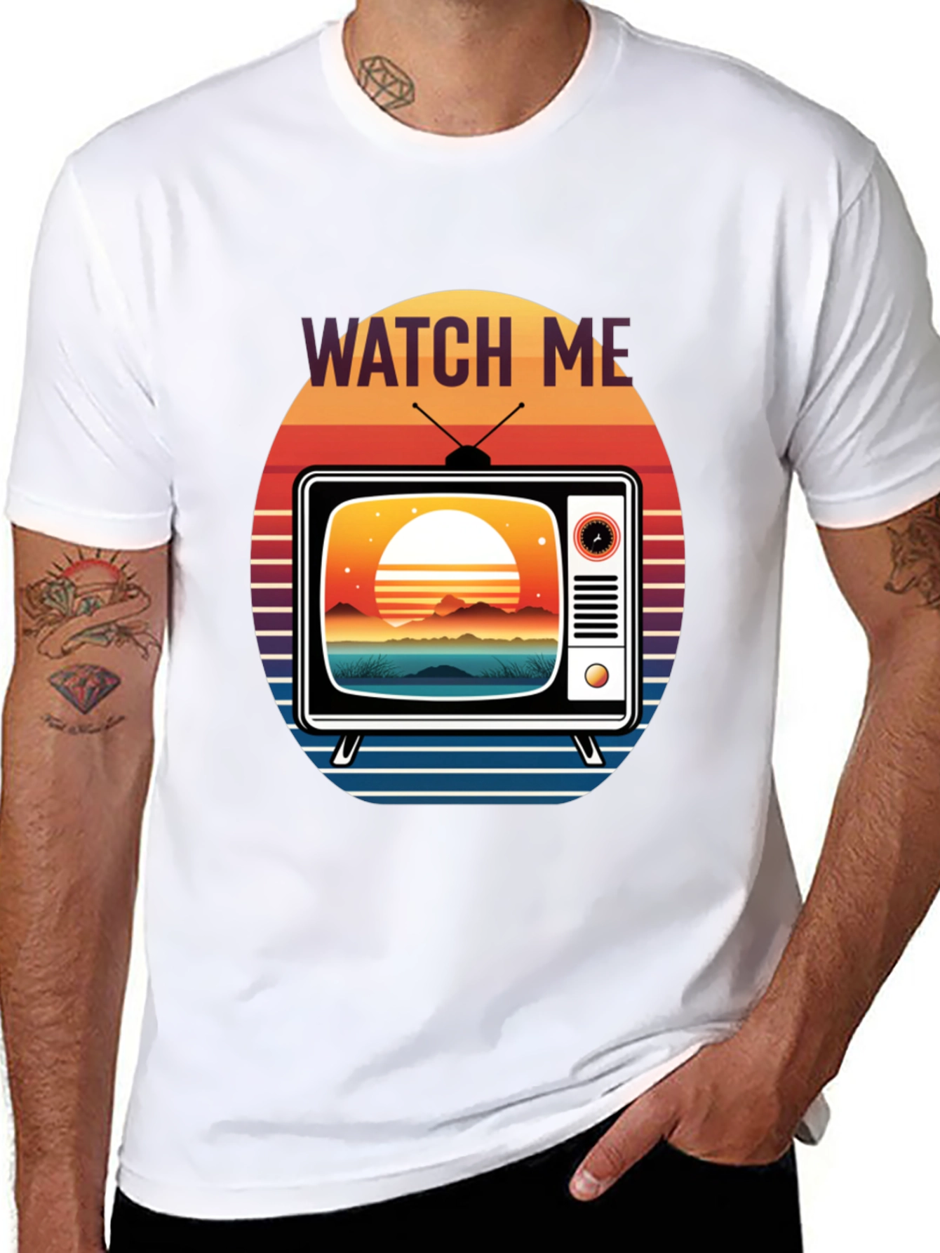 Retro TV Sunset Graphic Tee