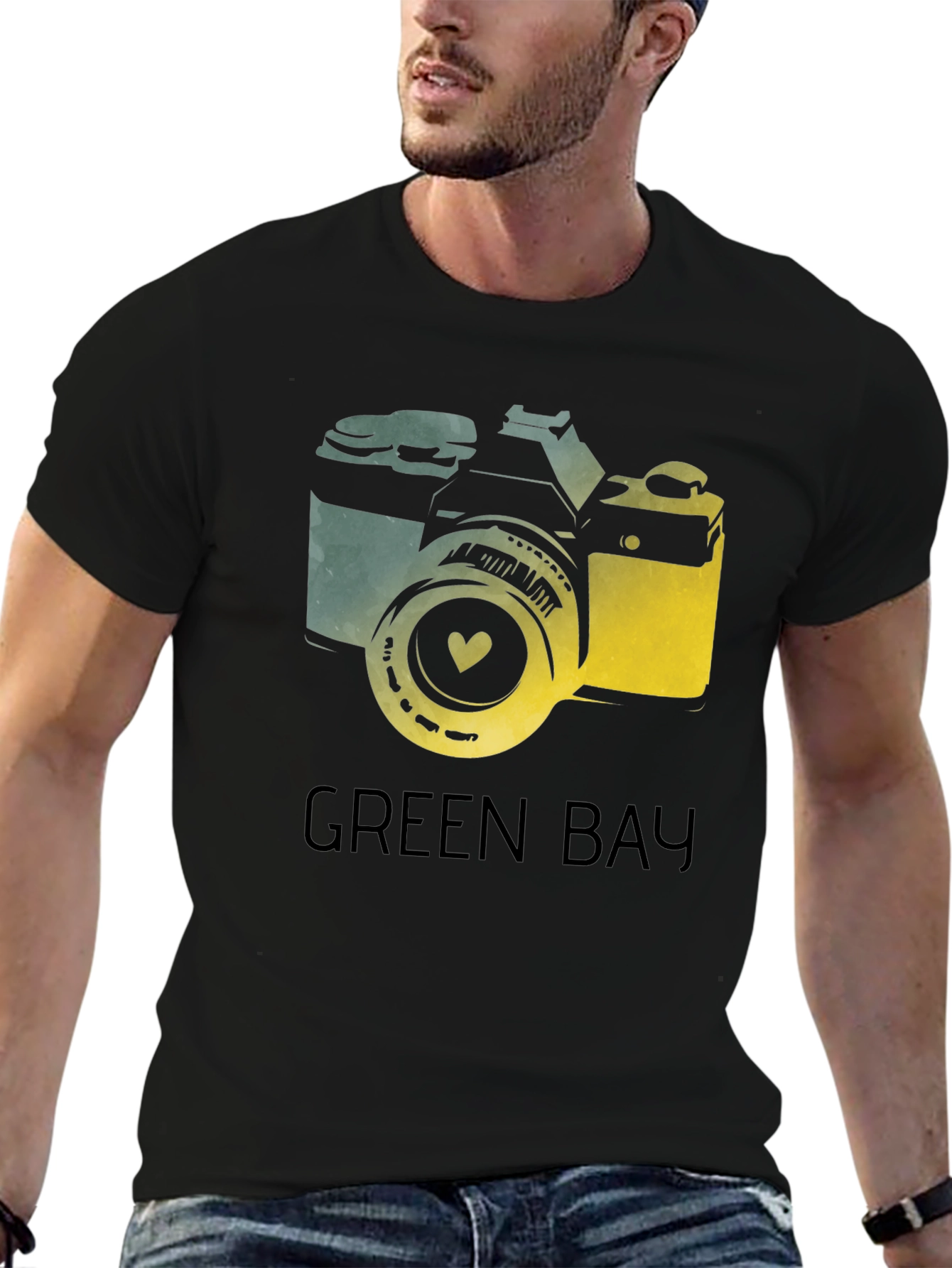 Green Bay Camera Graphic Tee - Black