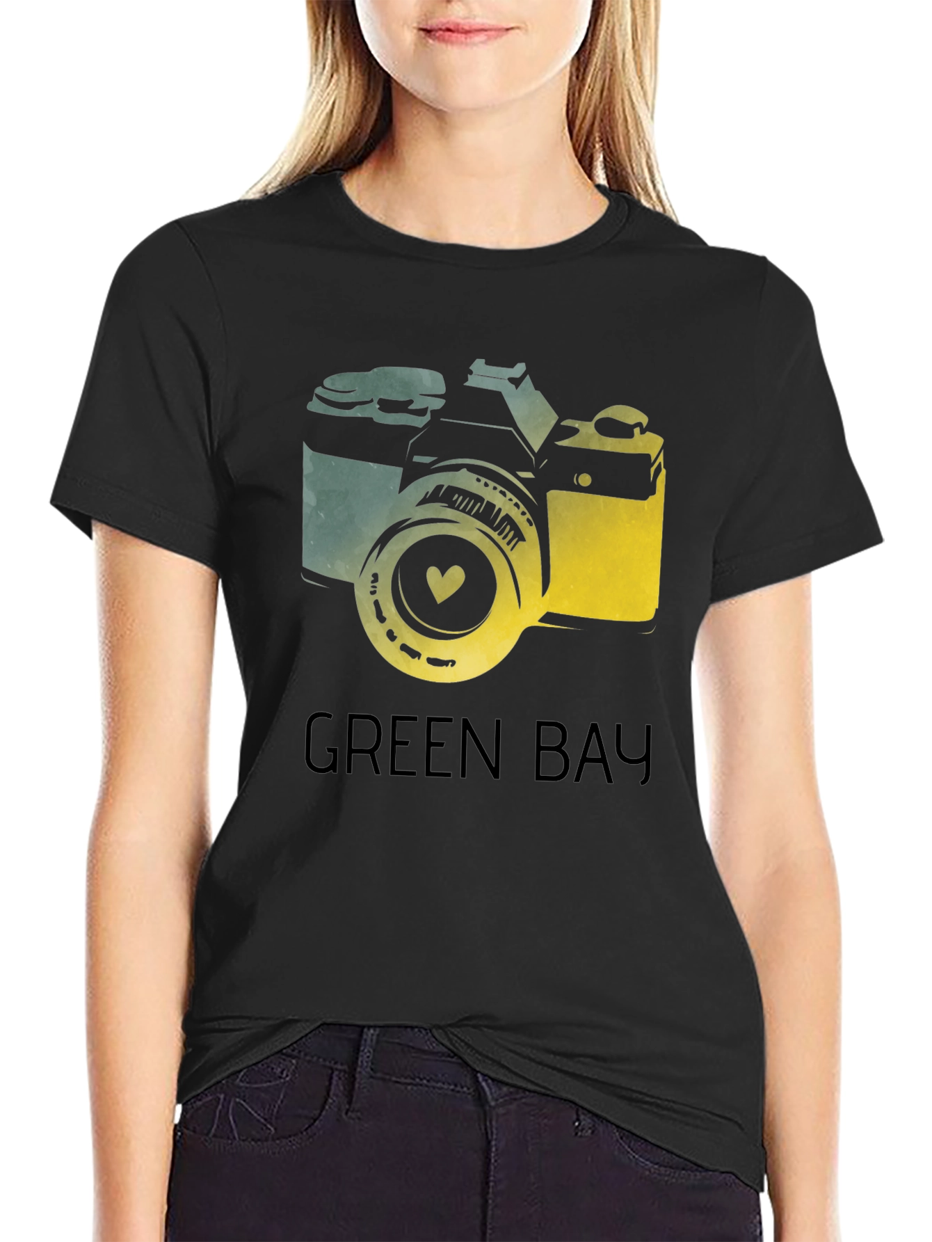 Green Bay Camera Graphic Tee - Black