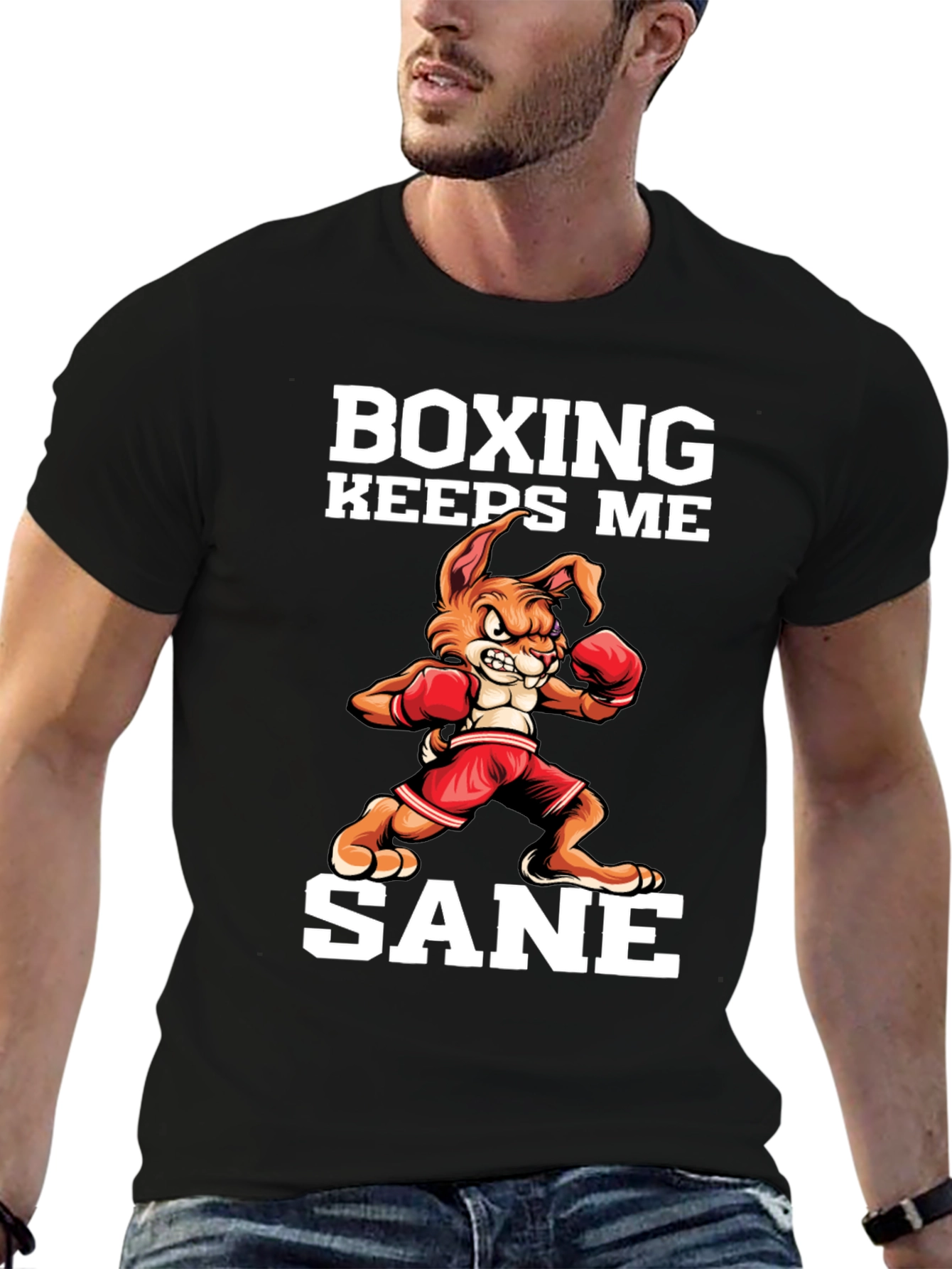 Boxing Keeps Me Sane Black T-Shirt