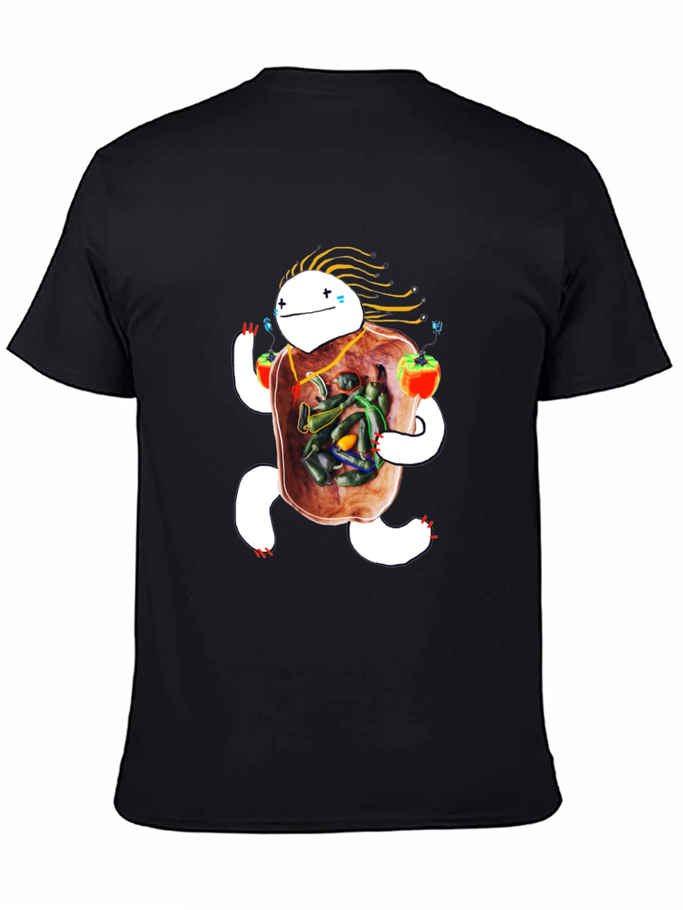 Whimsical Pepper Character T-Shirt - Unique Graphic Tee