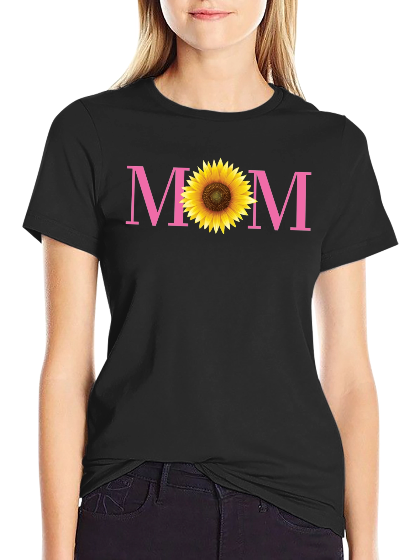 Sunflower Mom Graphic Tee - Black