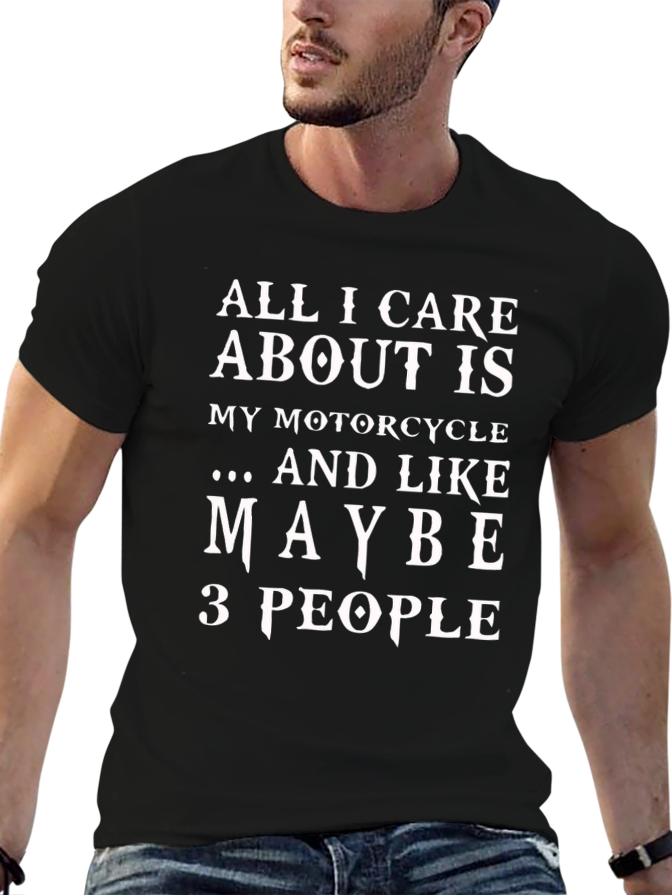 Motorcycle & 3 People Graphic T-Shirt
