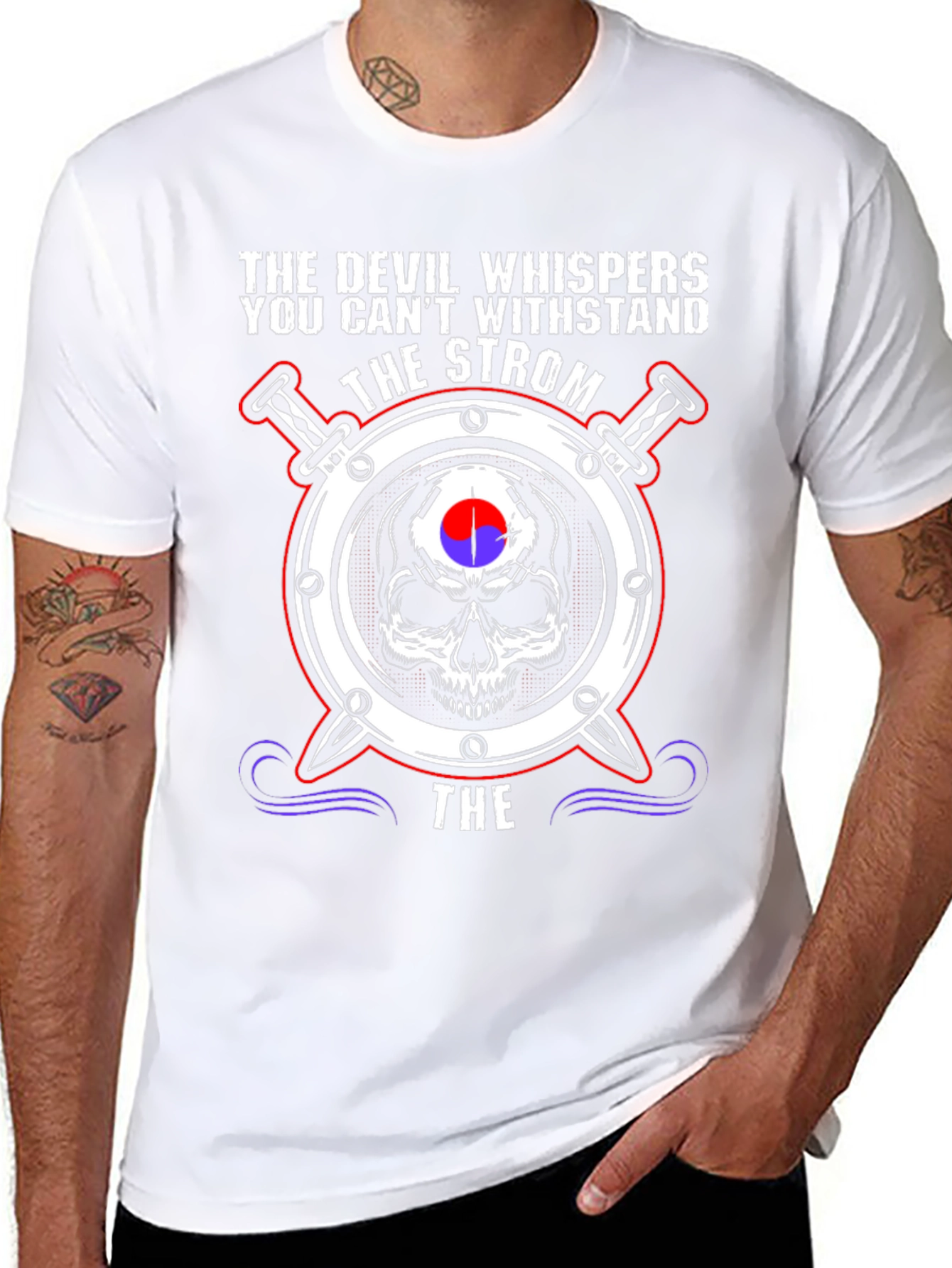 Devil Whispers Strom T-Shirt Skull Design