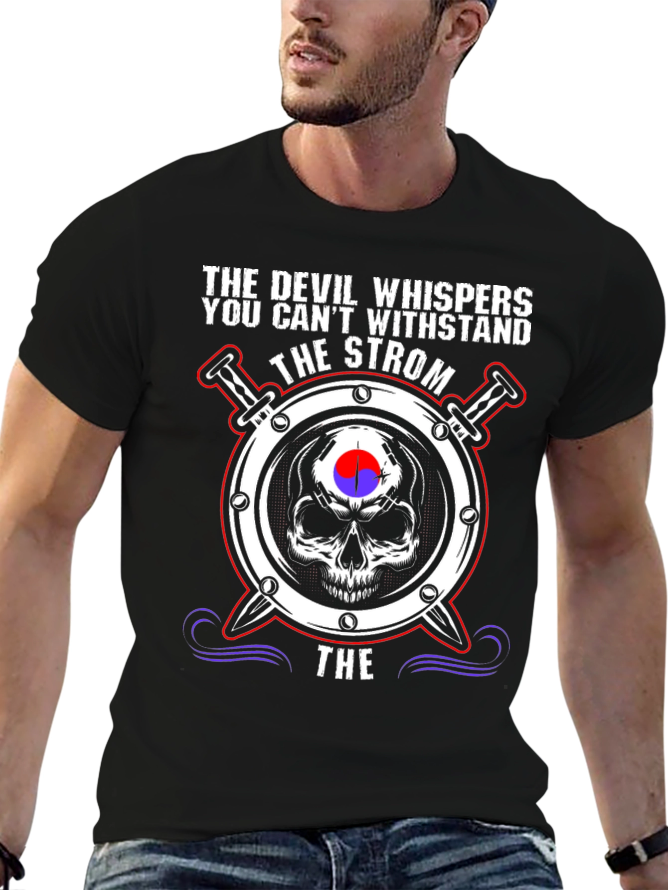 Devil Whispers Strom T-Shirt Skull Design