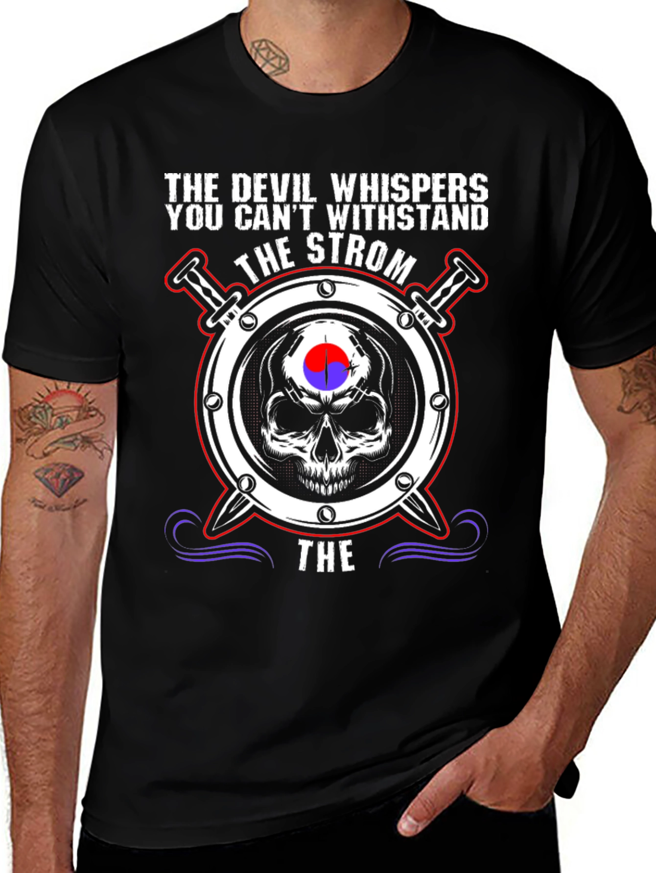 Devil Whispers Strom T-Shirt Skull Design