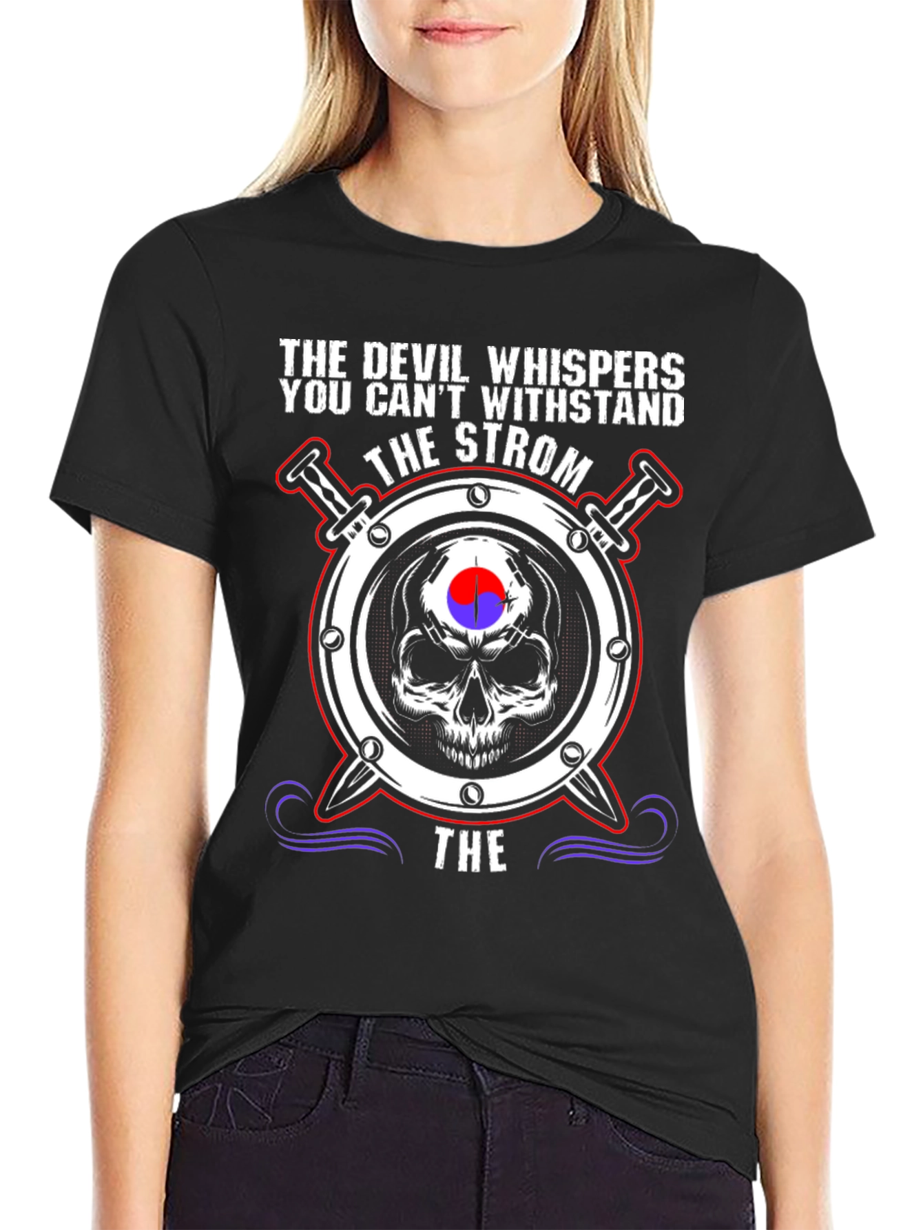 Devil Whispers Strom T-Shirt Skull Design