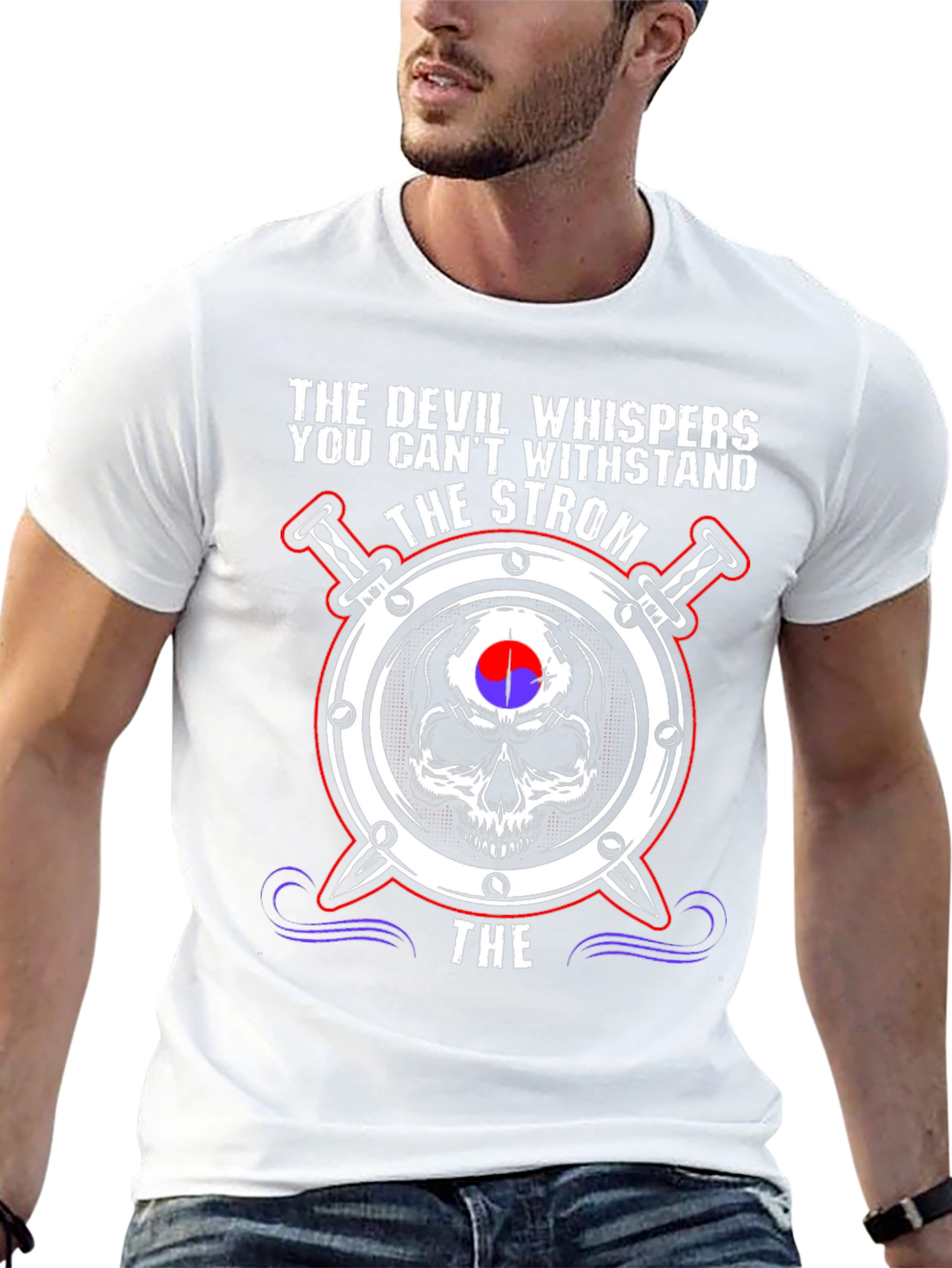 Devil Whispers Strom T-Shirt Skull Design
