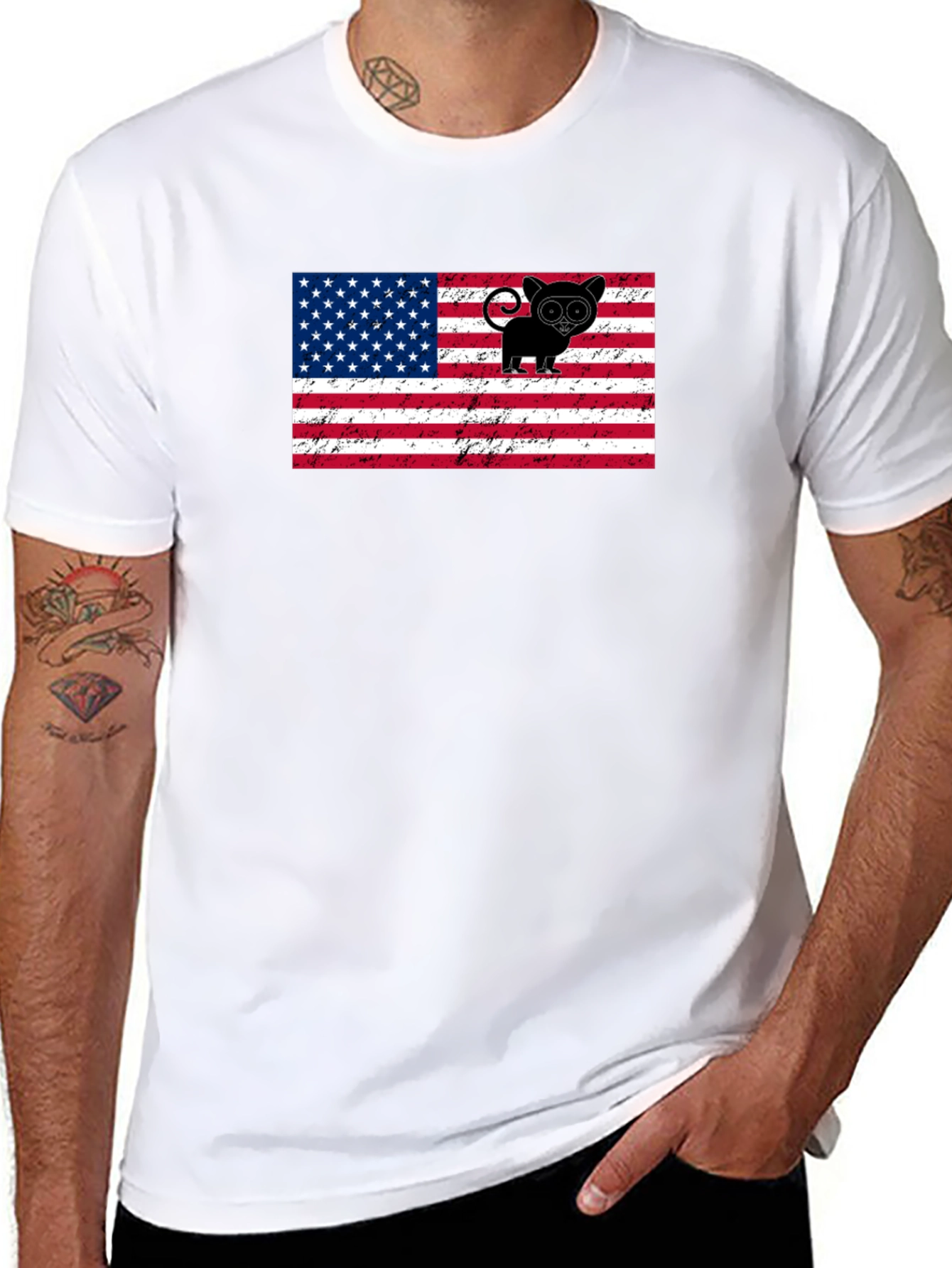 USA Flag Tarsier Graphic Tee