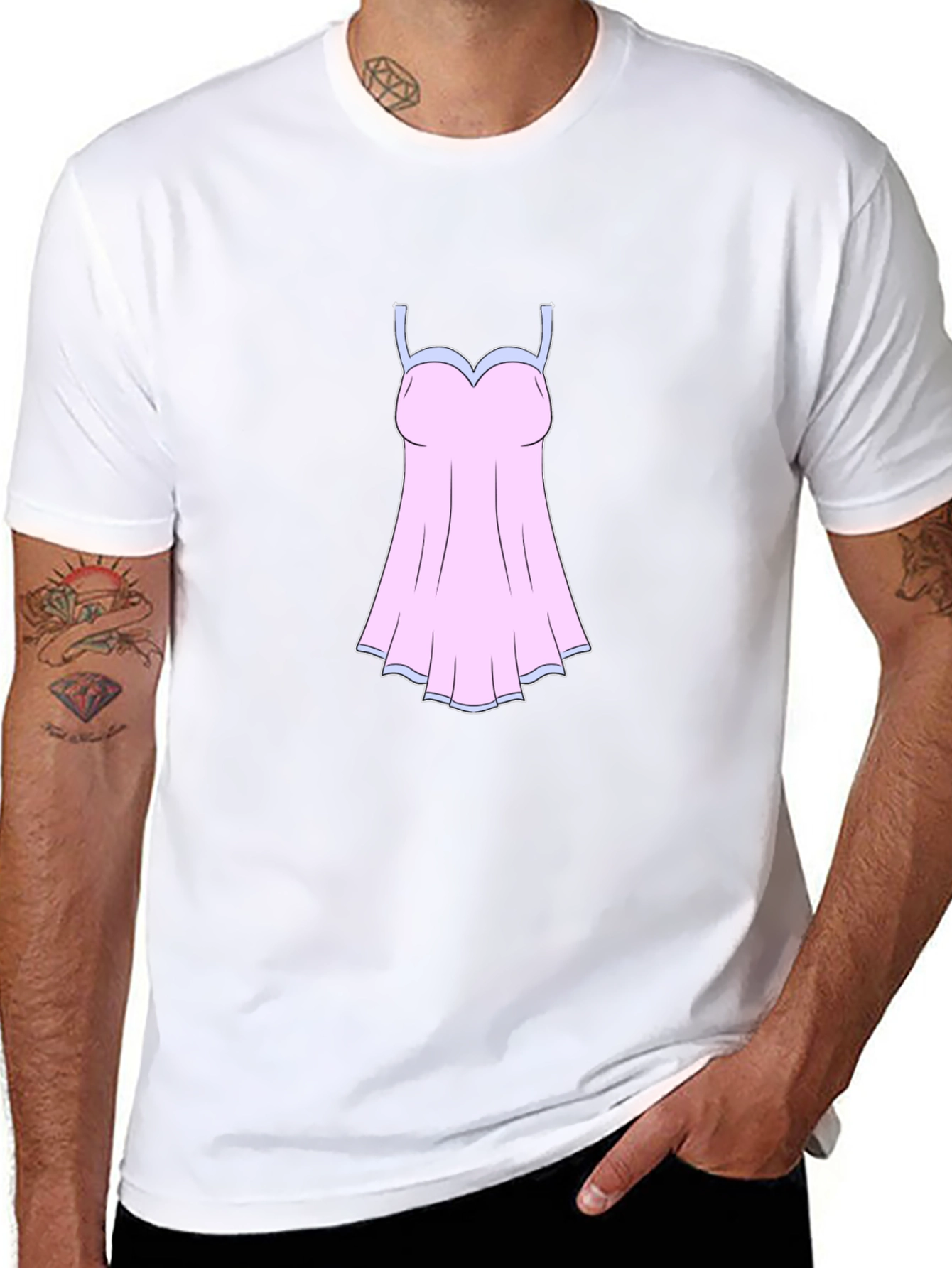Novelty Black T-Shirt with Nightgown Graphic