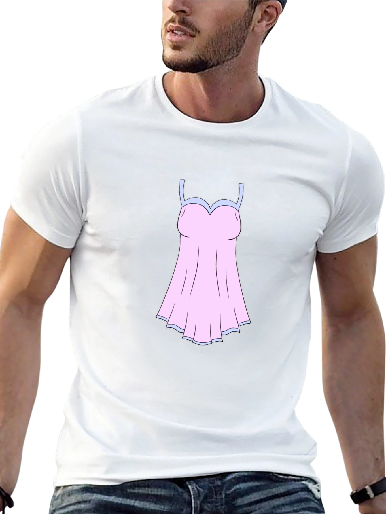 Novelty Black T-Shirt with Nightgown Graphic