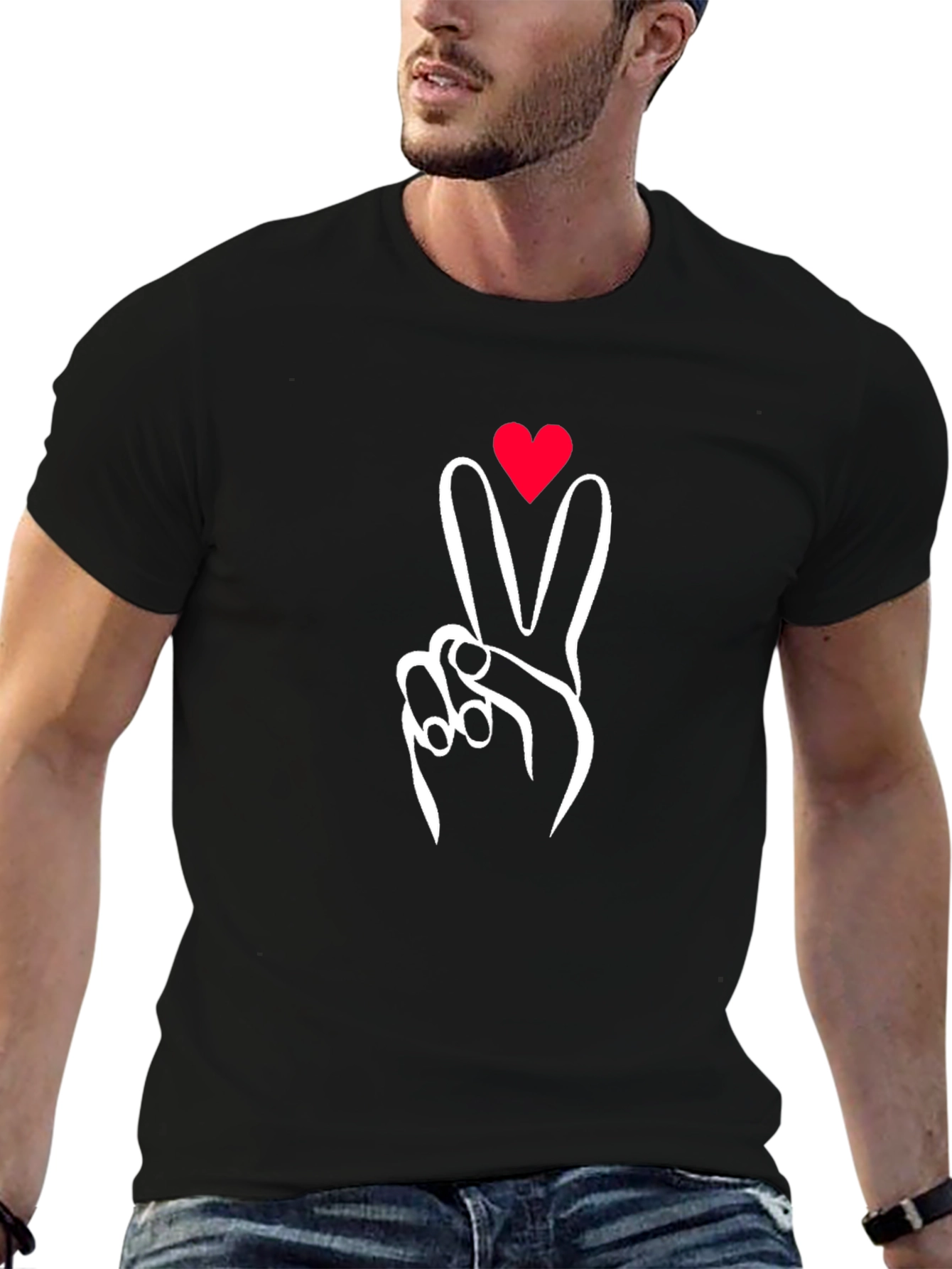 Peace Love Sign Graphic Tee - Black