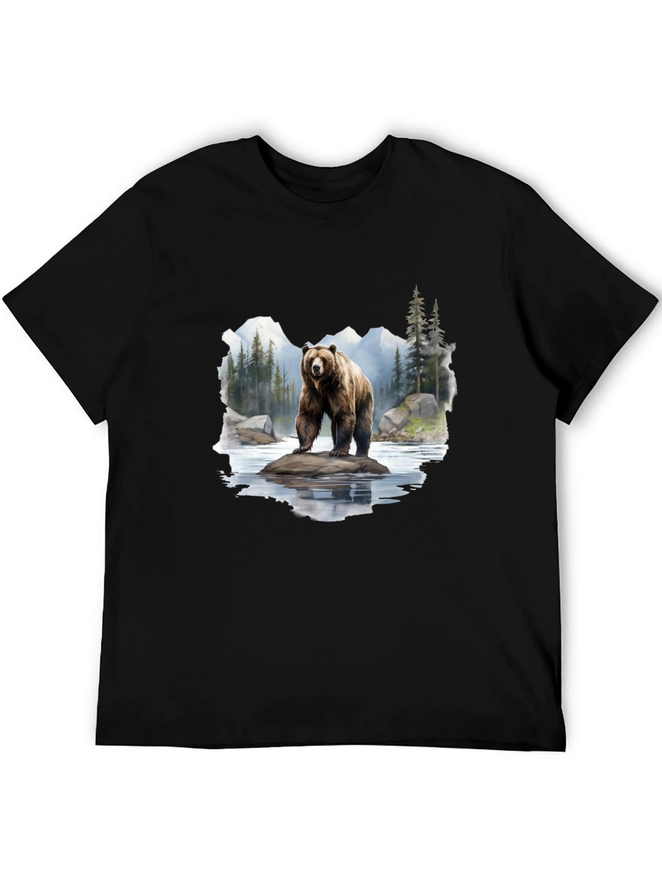 Bear On Rock Graphic Tee - Nature Lovers Apparel