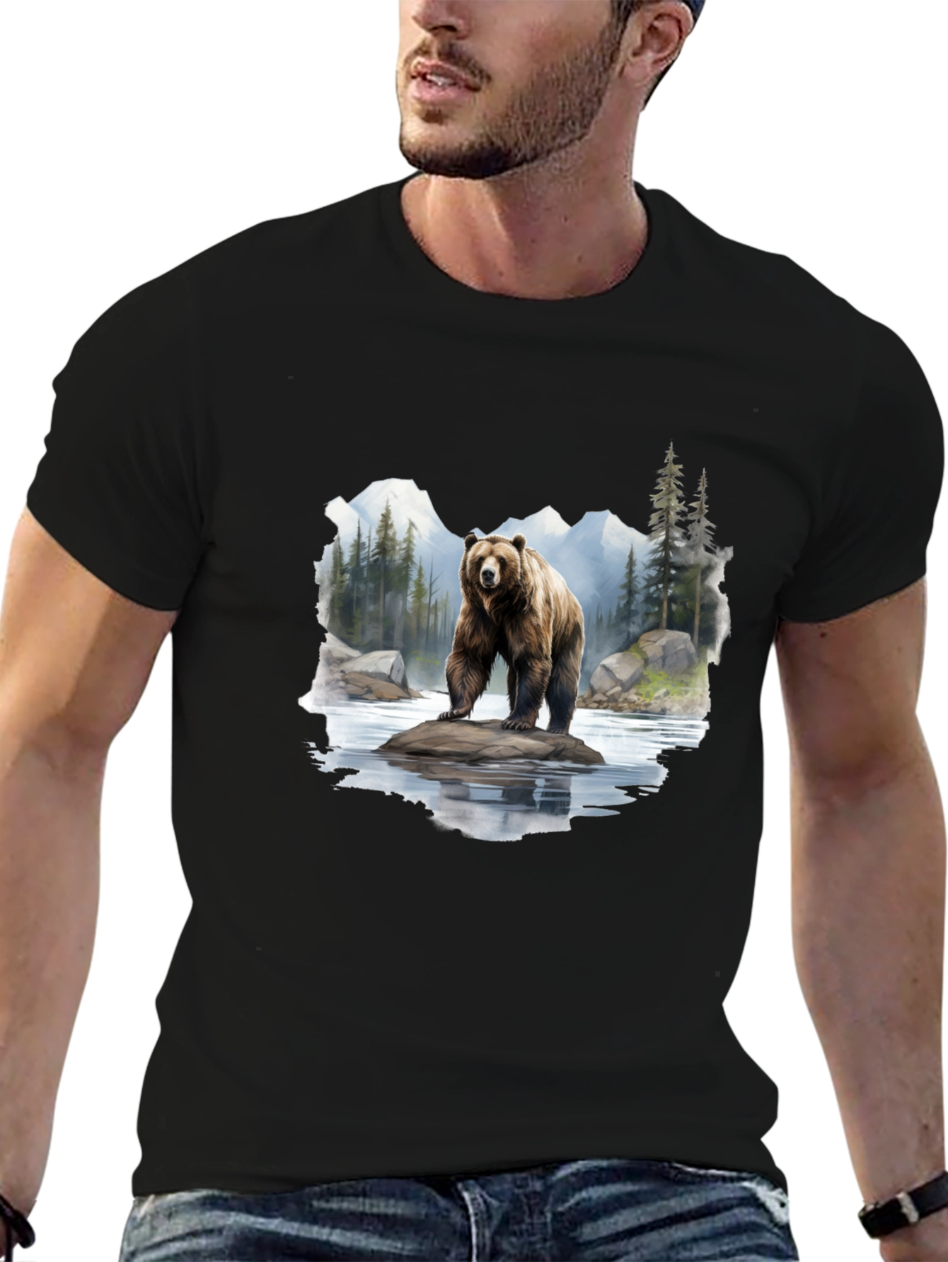 Bear On Rock Graphic Tee - Nature Lovers Apparel