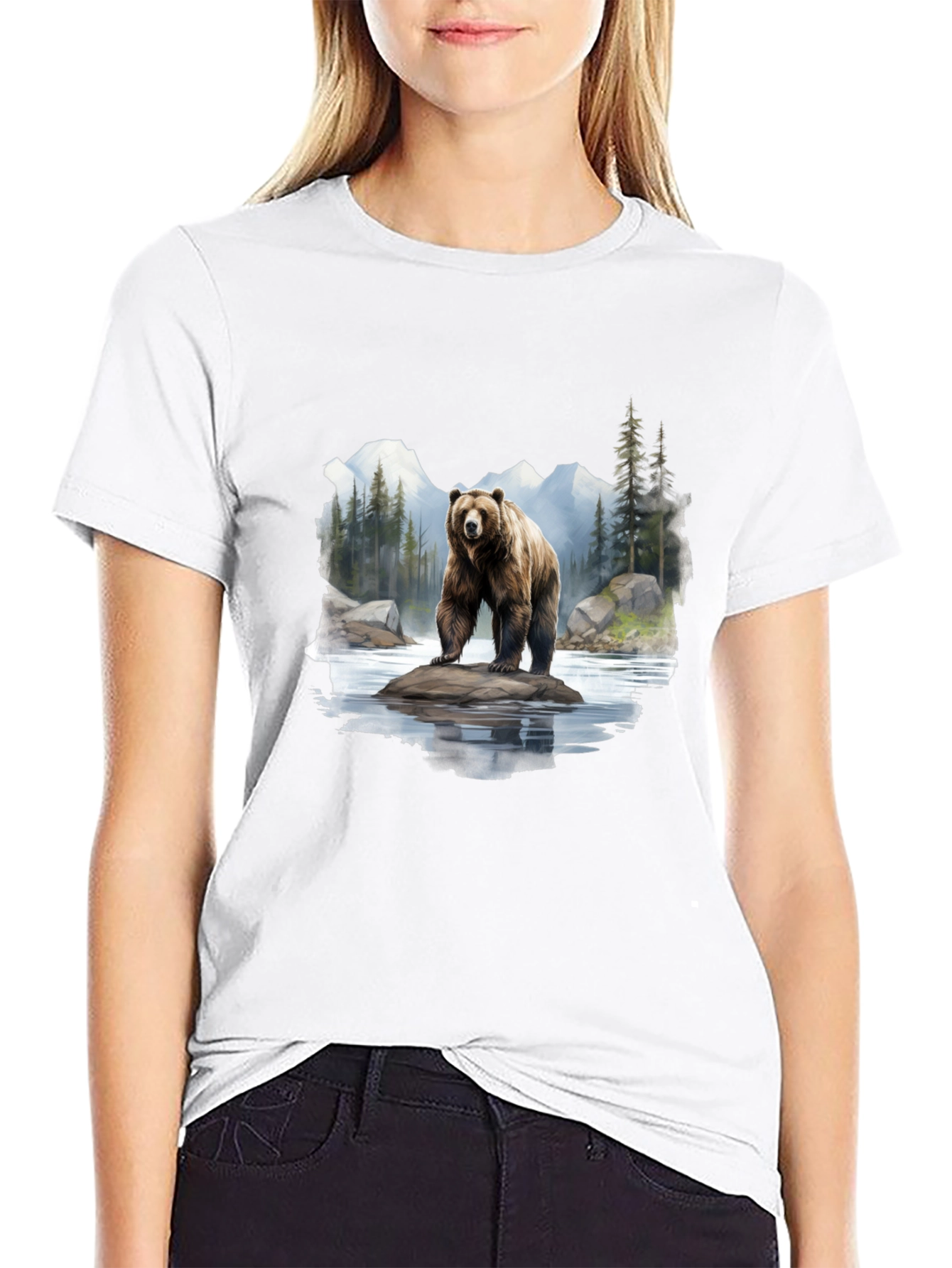 Bear On Rock Graphic Tee - Nature Lovers Apparel