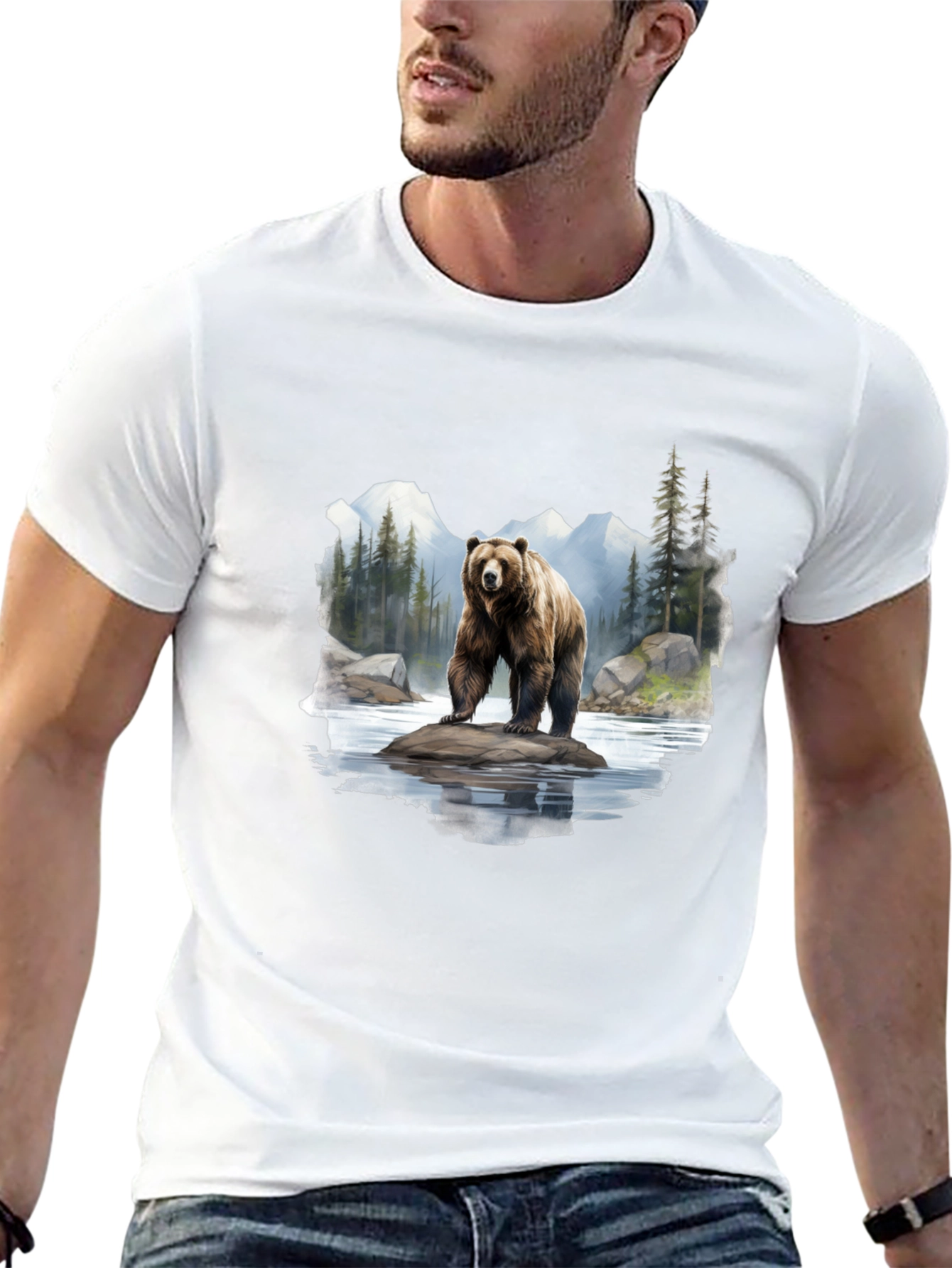 Bear On Rock Graphic Tee - Nature Lovers Apparel